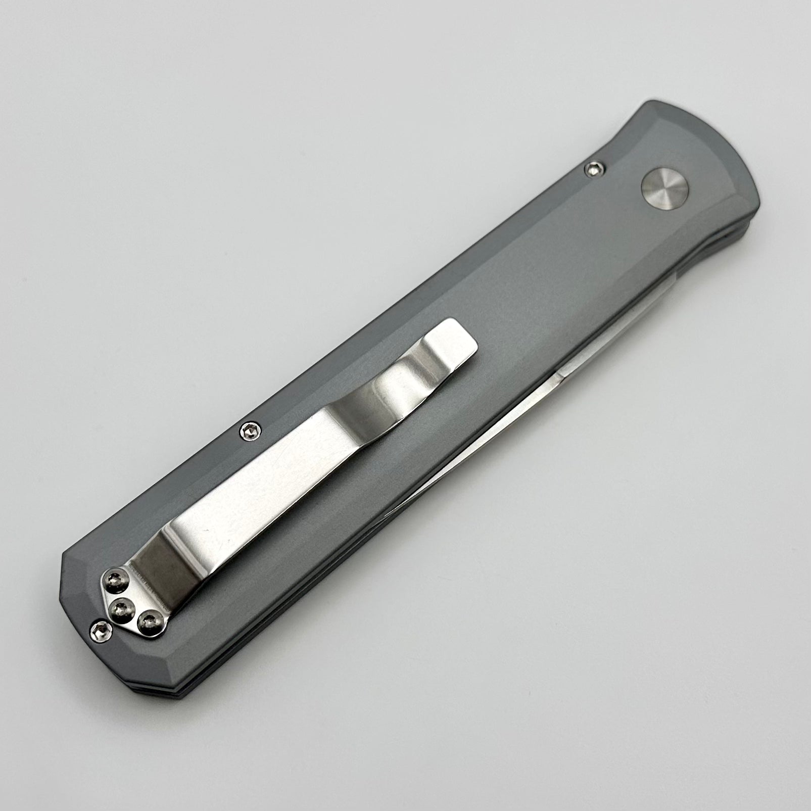 Pro-Tech Godfather Premium Automatic Knife - Grey Handle & Satin 154-CM Blade