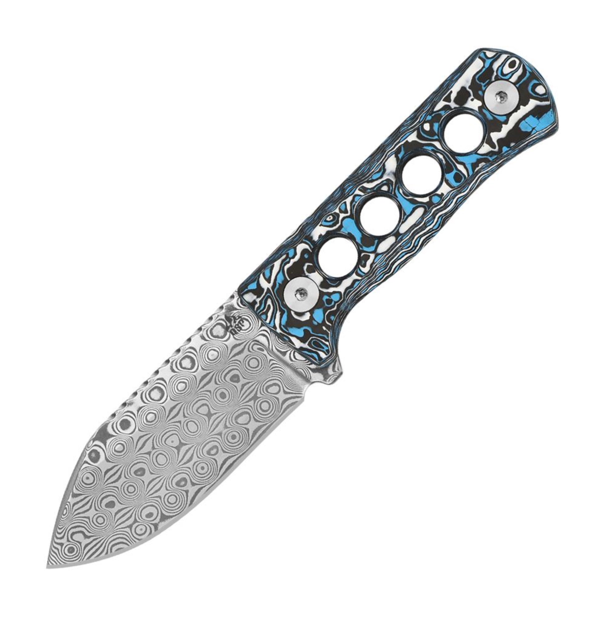 Premium QSP Canary Neck Knife - Ultimate Damascus Blade & Carbon Fiber Handle