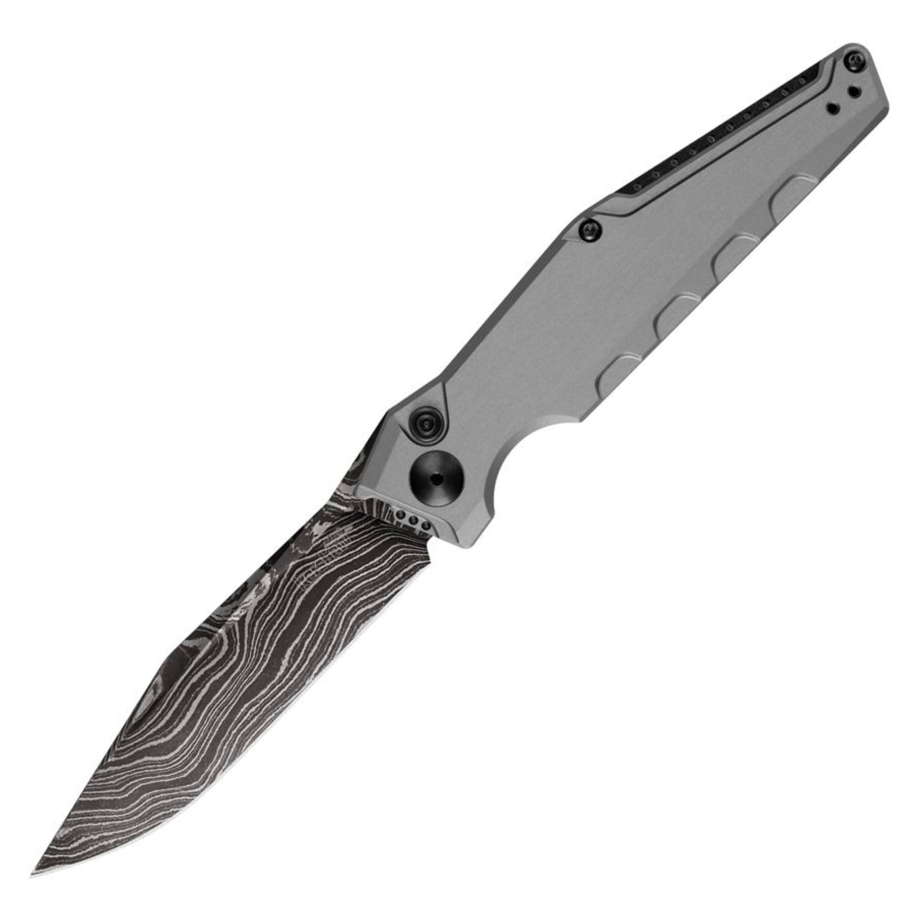 Kershaw Launch 7 Premium Automatic Knife - Gray Aluminum & Damascus Finish