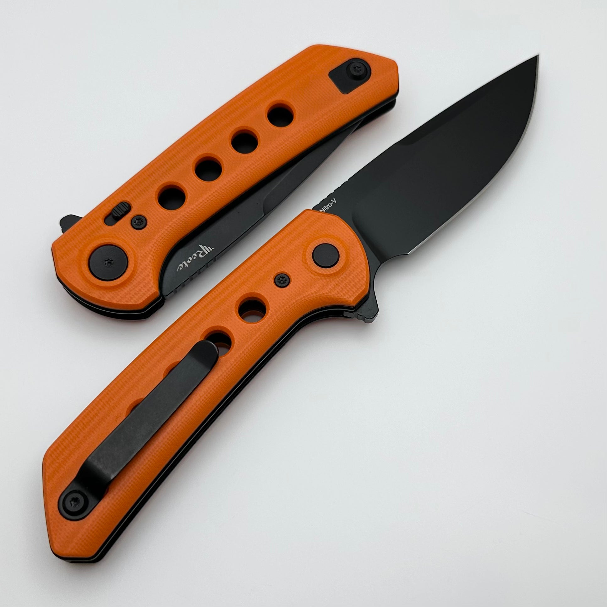 Reate Knives PL-XF Premium Folding Knife - Orange G-10 Handles & PVD Nitro-V Blade