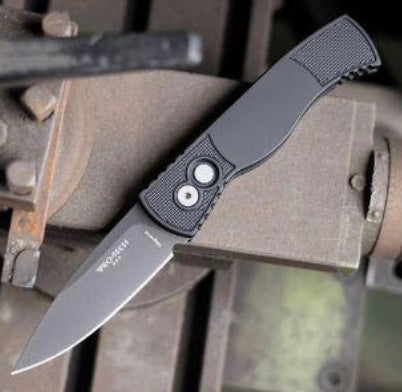 Pro-Tech TR-2 Ultimate Tactical Auto Knife - Black Textured Aluminum w/ Smokey Gray DLC MagnaCut Blade