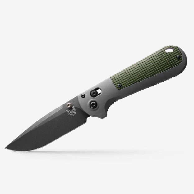 Premium Benchmade Redoubt Overland EDC Knife - Gray & Forest Green Drop Point D2 430BK