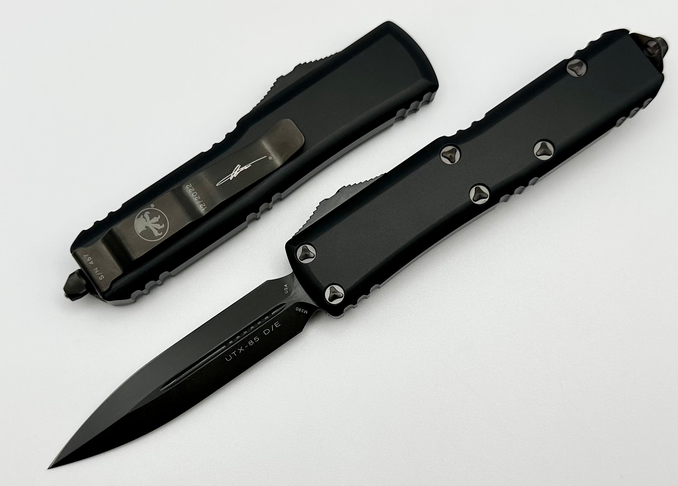 Microtech UTX-85 Double Edge Tactical Knife - Black DLC Coated, Ultimate EDC