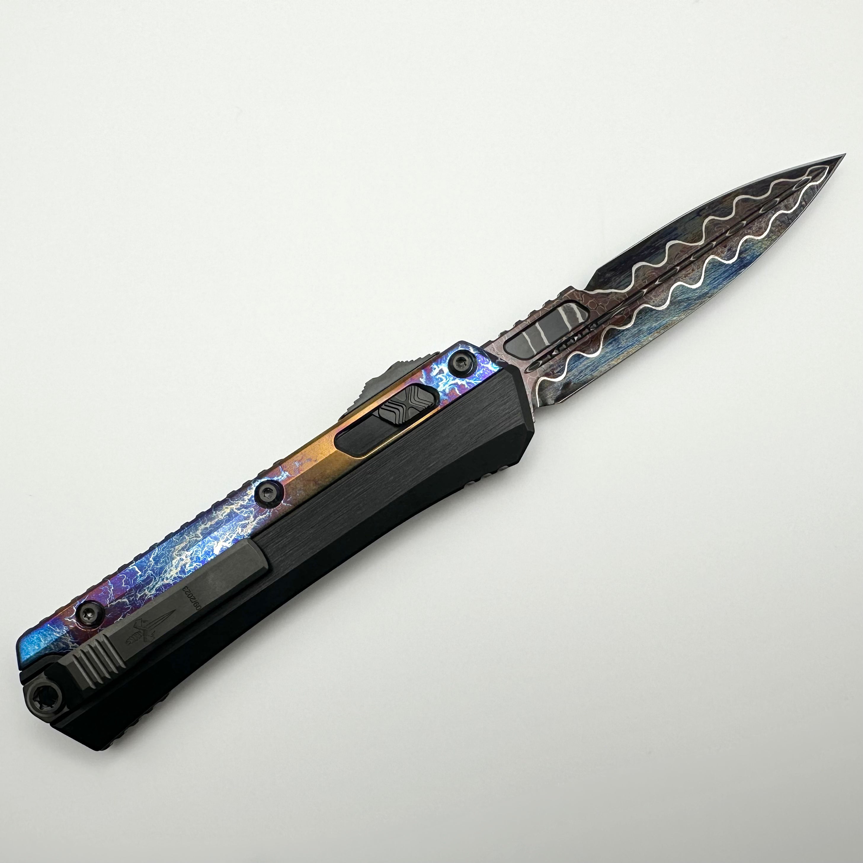 Marfione Custom Glykon Ultimate Damascus Knife with Galactic Acid Overlays