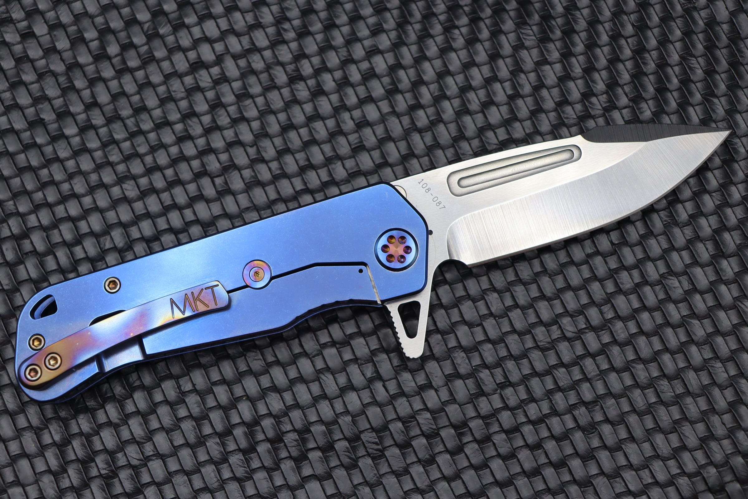 Medford Proxima EDC Knife - Premium S35VN Blade with Blue Handles & Flamed Hardware