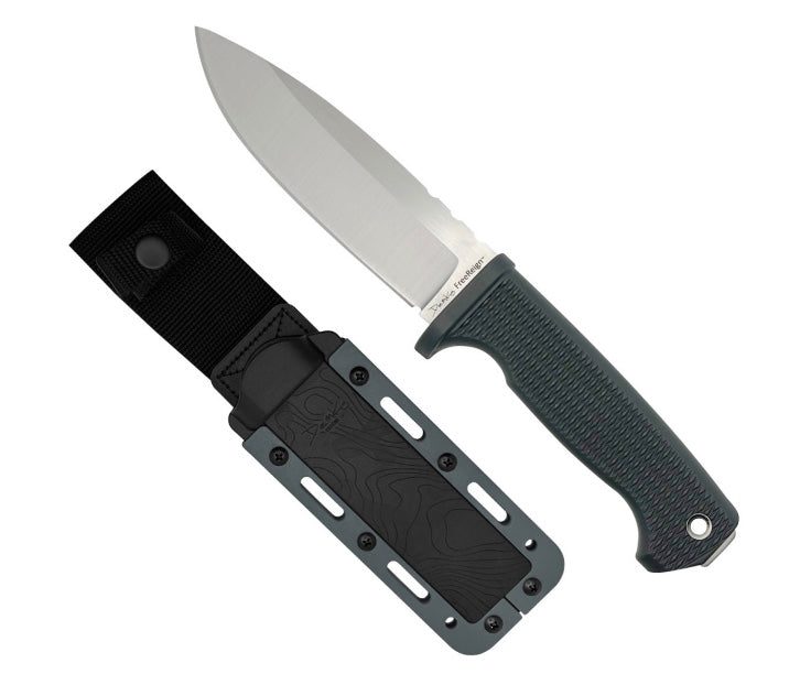 Demko FreeReign Premium Drop Point Knife - AUS10A Steel & Ergonomic Gray Rubber Handle