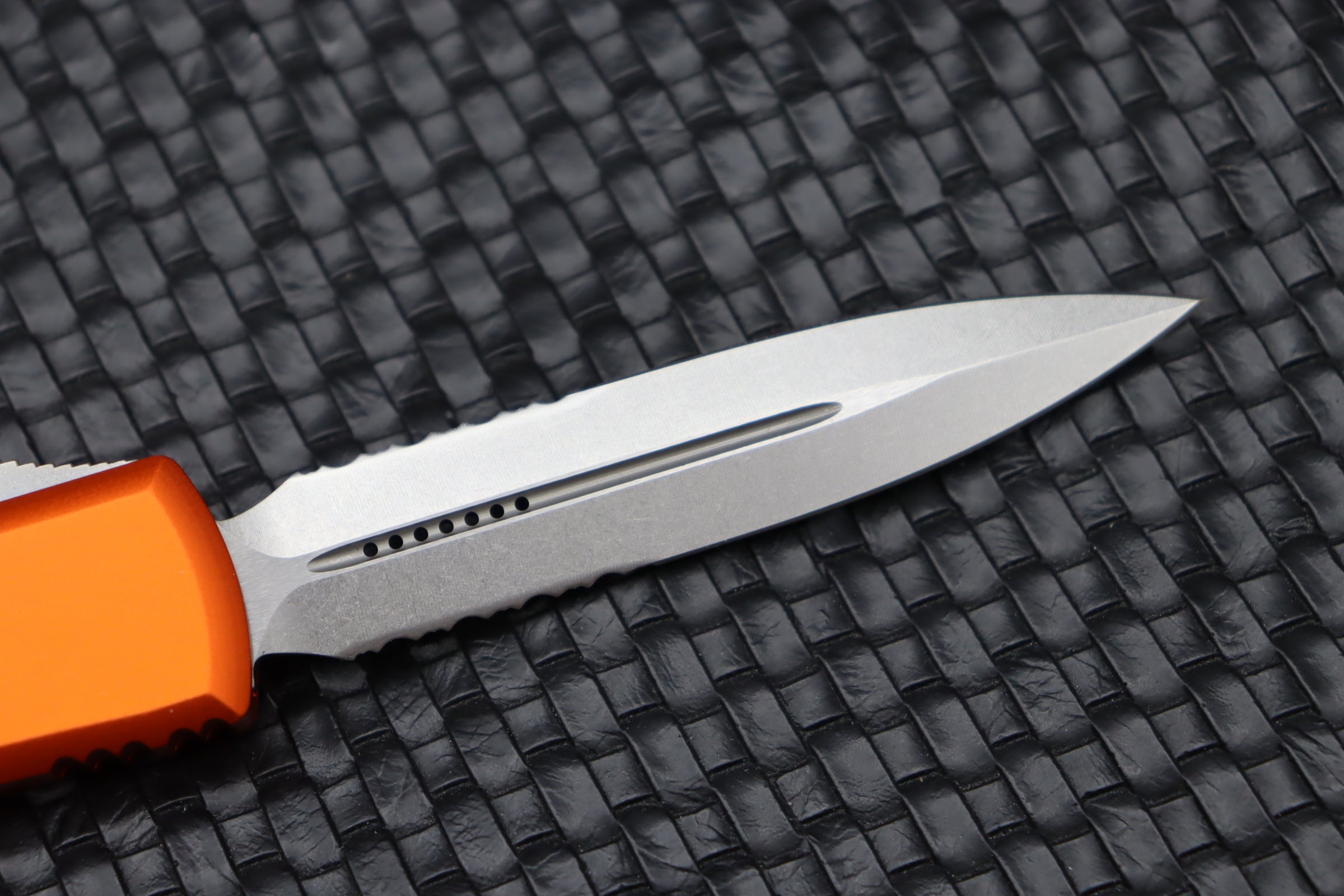 Premium Microtech Ultratech OTF Knife - Orange Handle & Double Edge Stonewash Blade