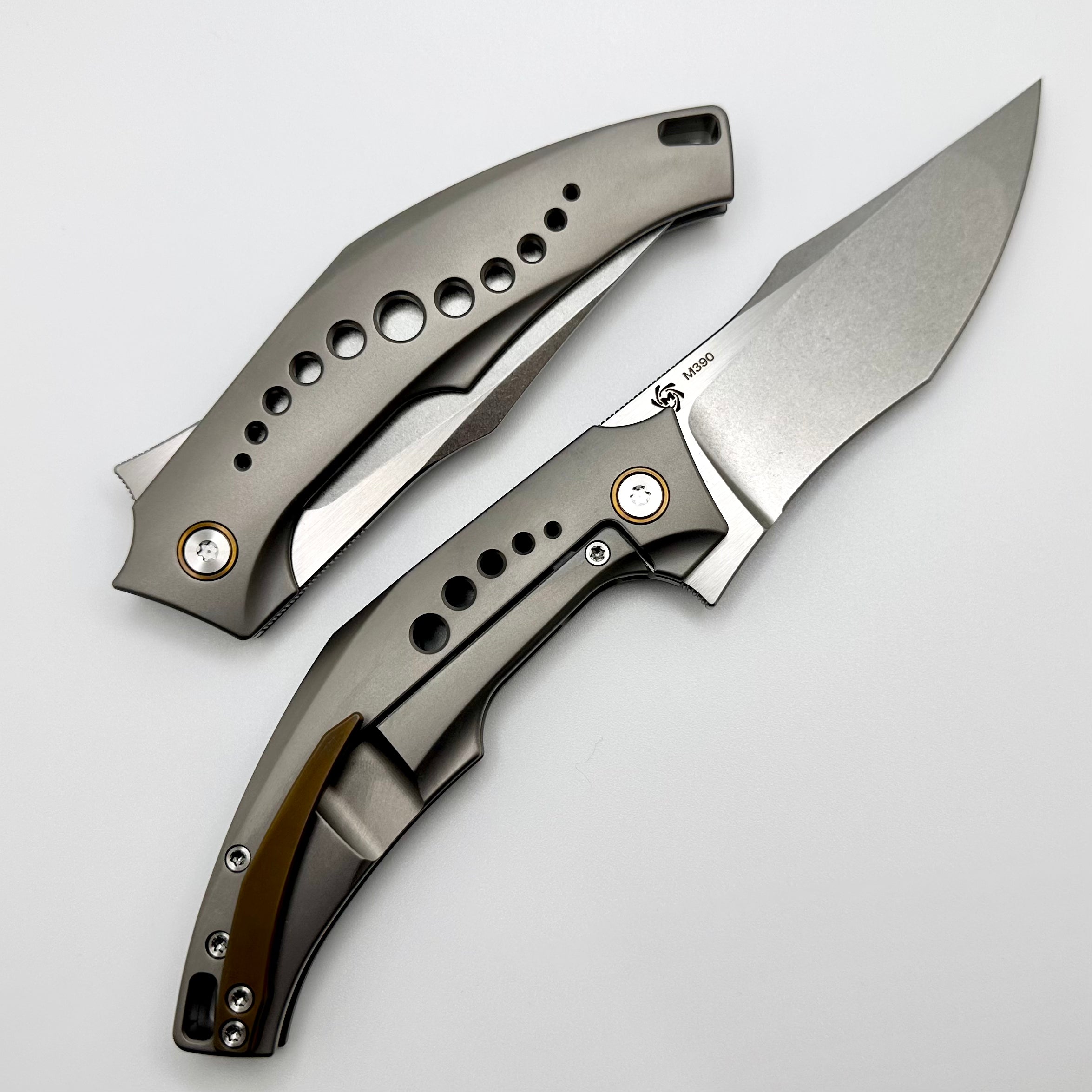 Premium Tashi SOS Folding Knife - M390 Steel & Titanium Handle with Bronze Accents