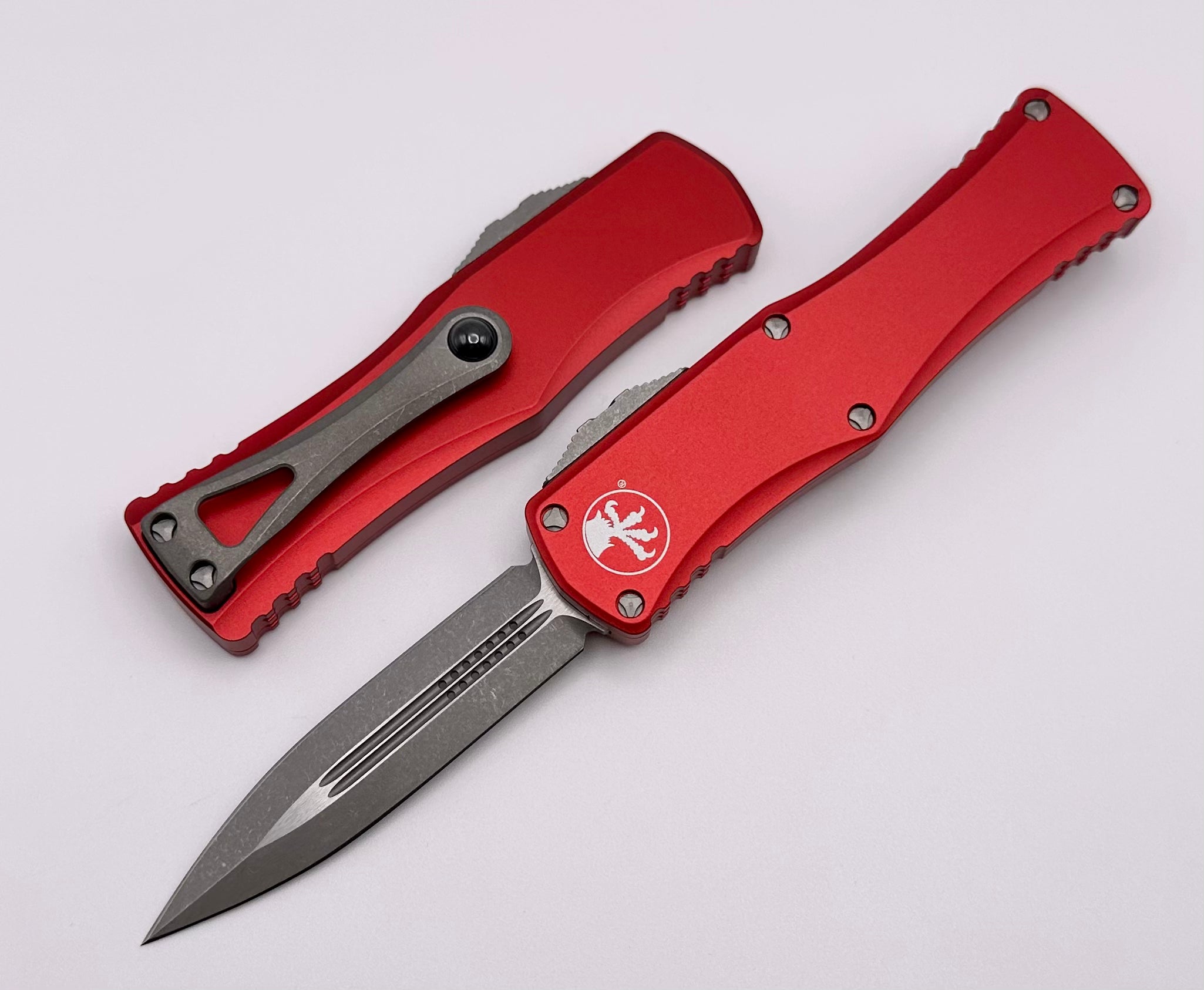 Premium Microtech Hera Double Edge Apocalyptic Knife - M390 Steel & Red Aluminum Handle