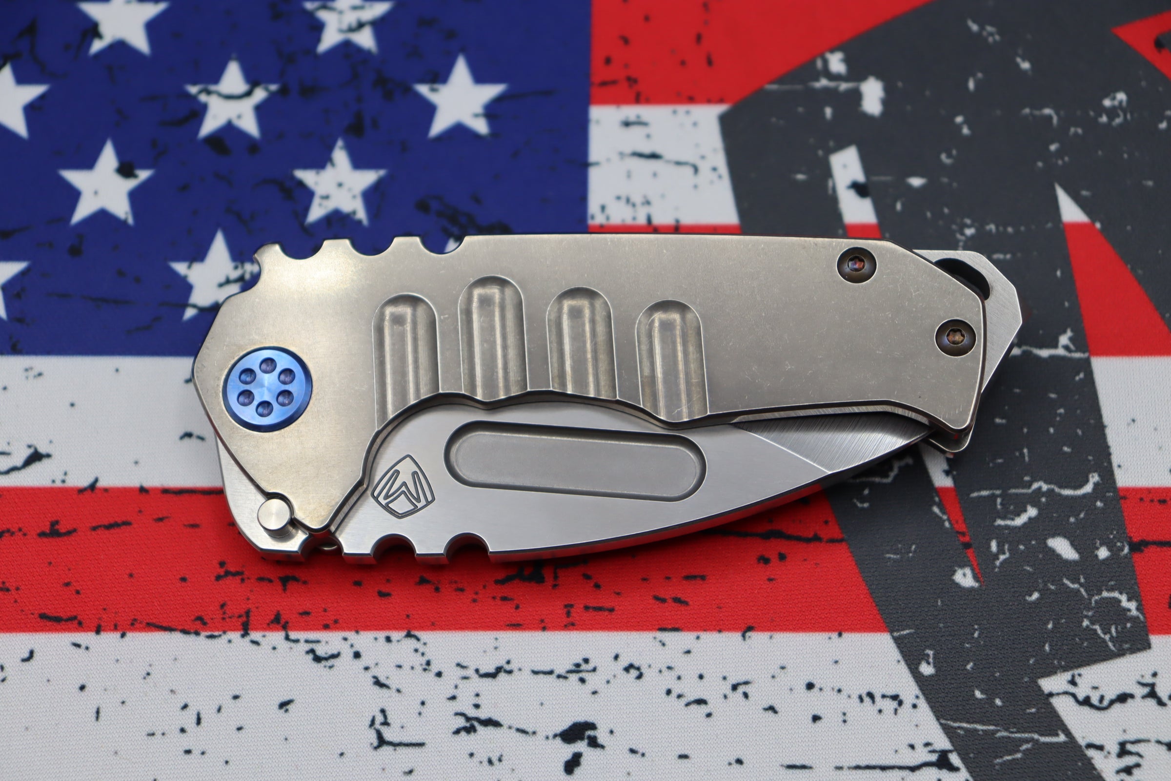 Medford Praetorian Genesis T S35 Tactical Folding Knife - Premium Drop Point Design with Blue Hardware