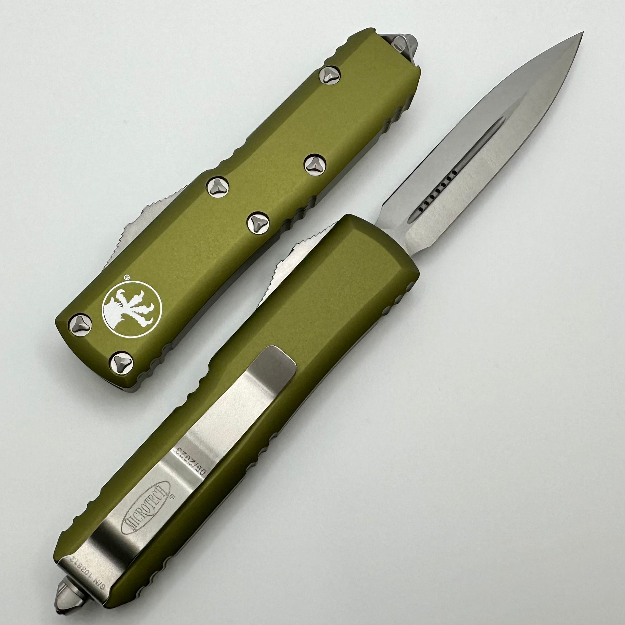 Microtech UTX-85 Double Edge Stonewash EDC Knife - Premium OD Green Finish