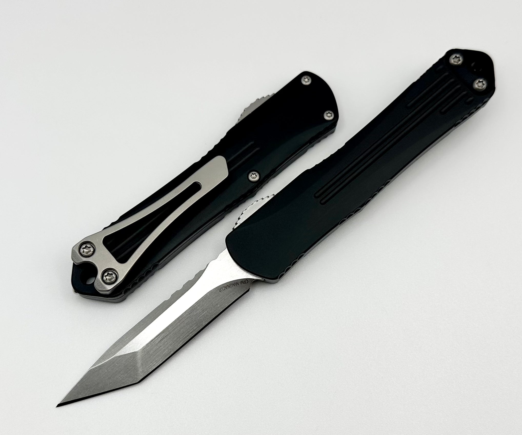 Heretic Knives Manticore S Premium Compact Tanto OTF Knife - Black Stonewash Magnacut