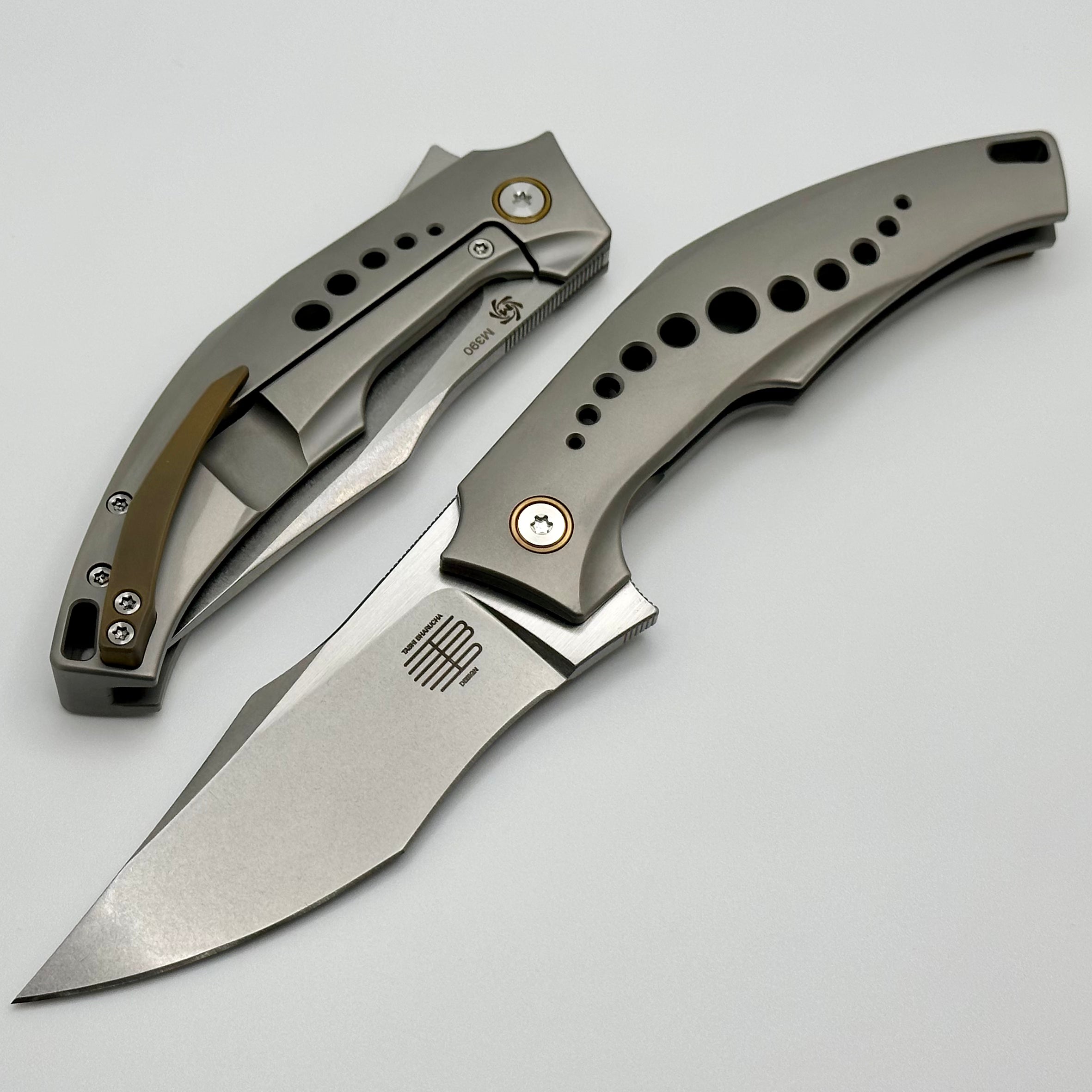 Premium Tashi SOS Folding Knife - M390 Steel & Titanium Handle with Bronze Accents