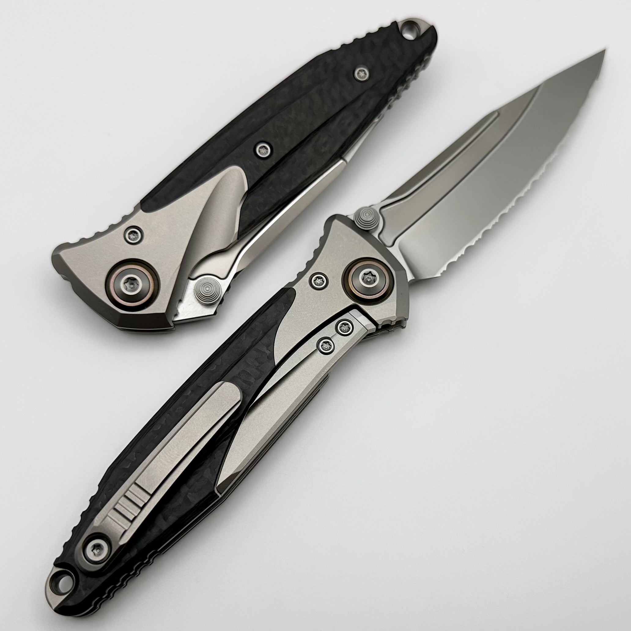 Microtech Socom Bravo Mini S/E Tactical Knife - Premium Carbon Fiber & Bronze Titanium Edition