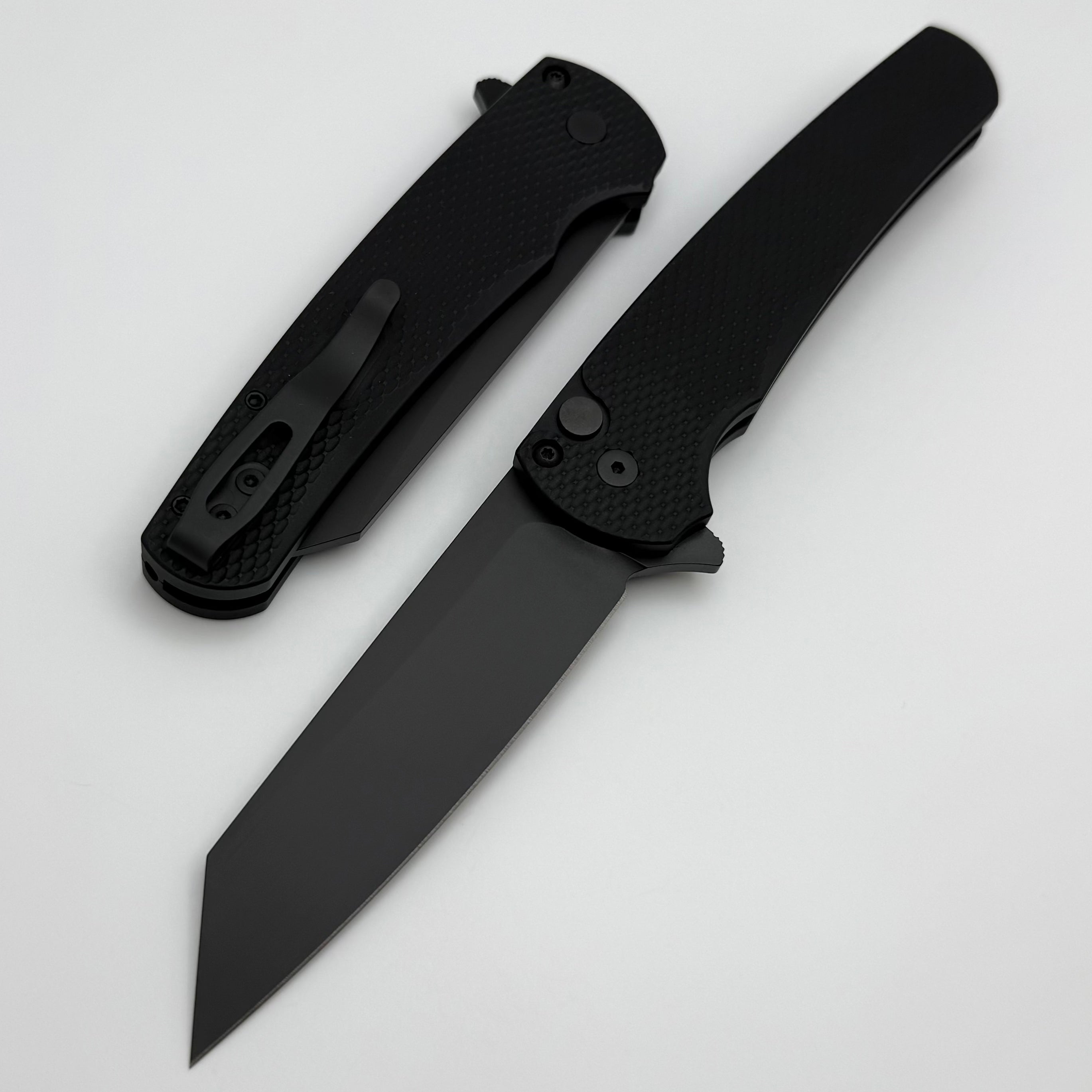 Pro-Tech Malibu Ultimate EDC Knife: Textured Black Handle & DLC MagnaCut Reverse Tanto Blade