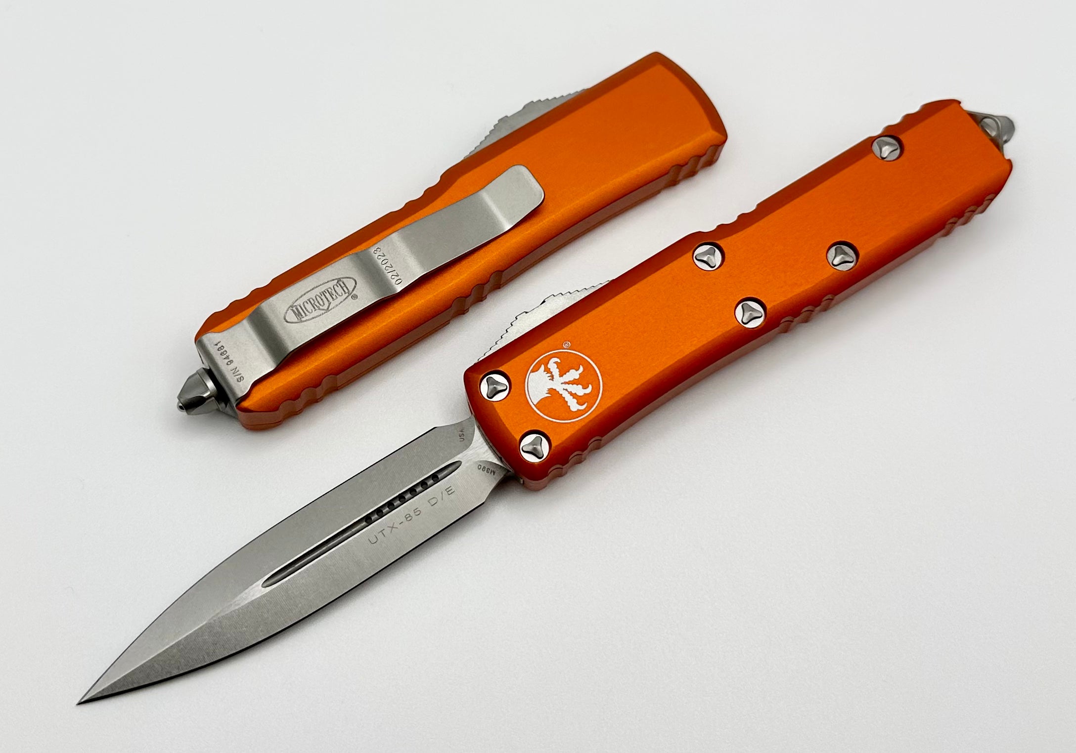 Microtech UTX-85 Double Edge Stonewash & Orange EDC Knife - Premium Compact Design