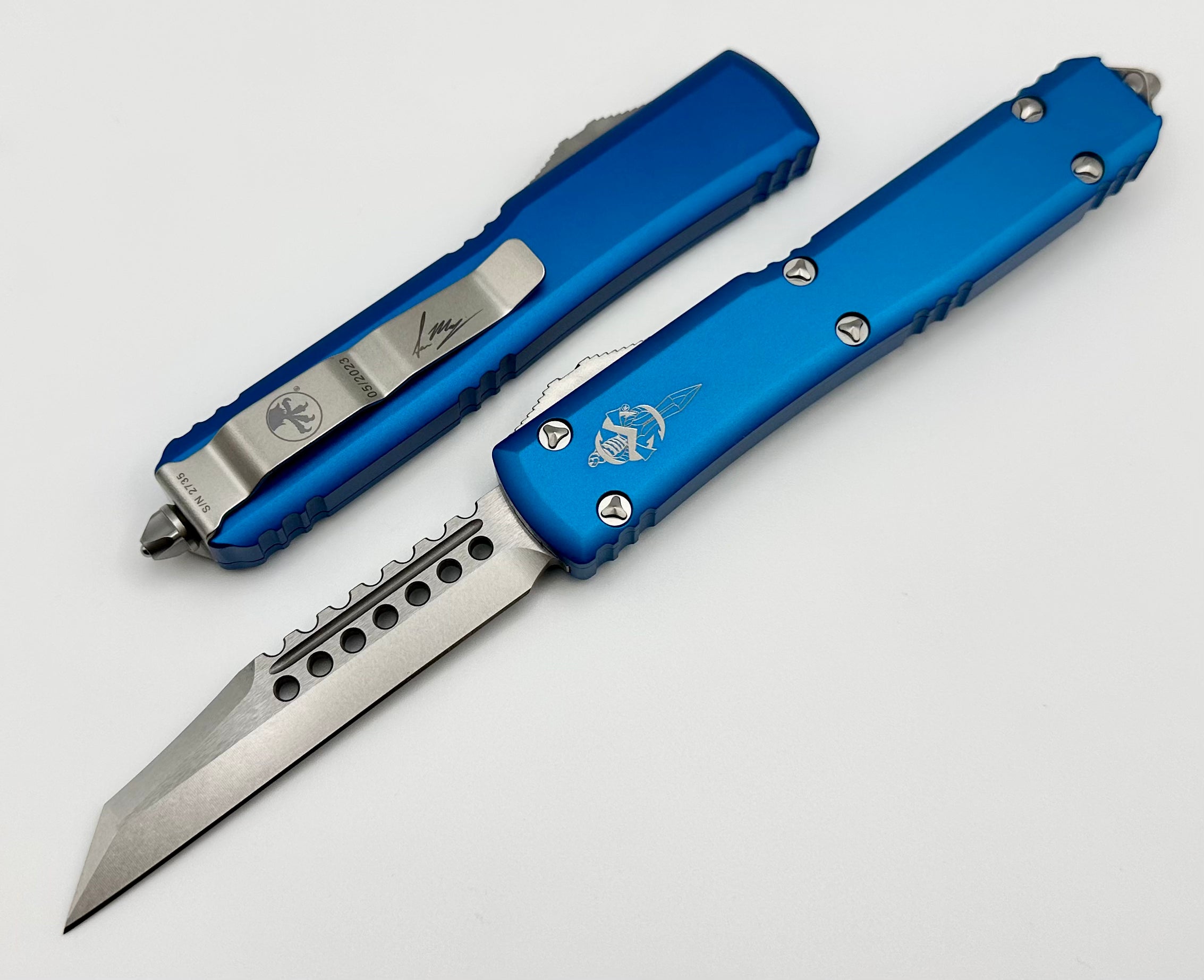 Microtech Ultratech Warhound Stonewash Standard | Premium Blue Signature Series