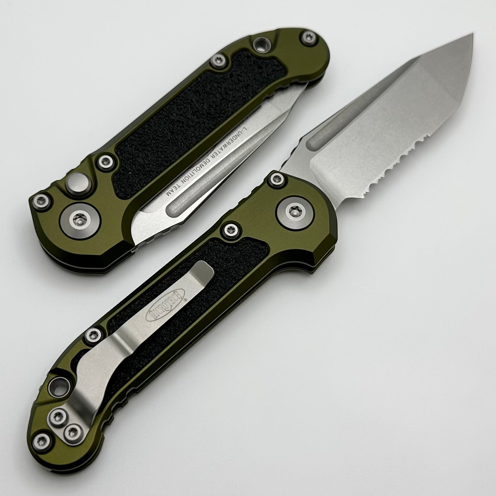 Premium Microtech LUDT Gen III Tactical Knife - Stonewash Tanto Blade with OD Green Handle