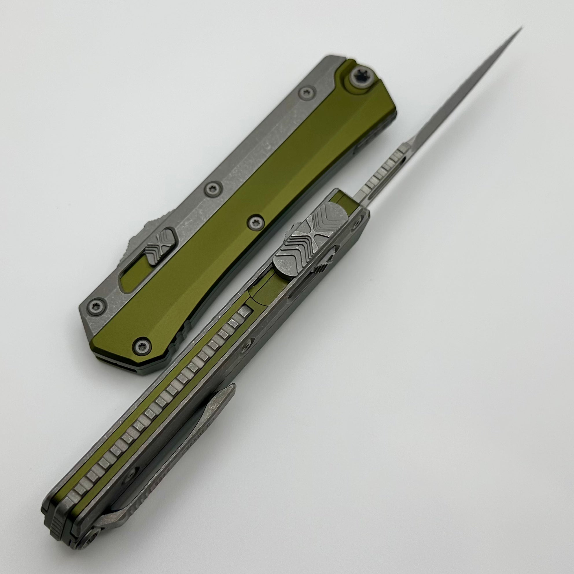 Premium Microtech Glykon Apocalyptic Bayonet - Partial Serrated Blade with OD Green Handle