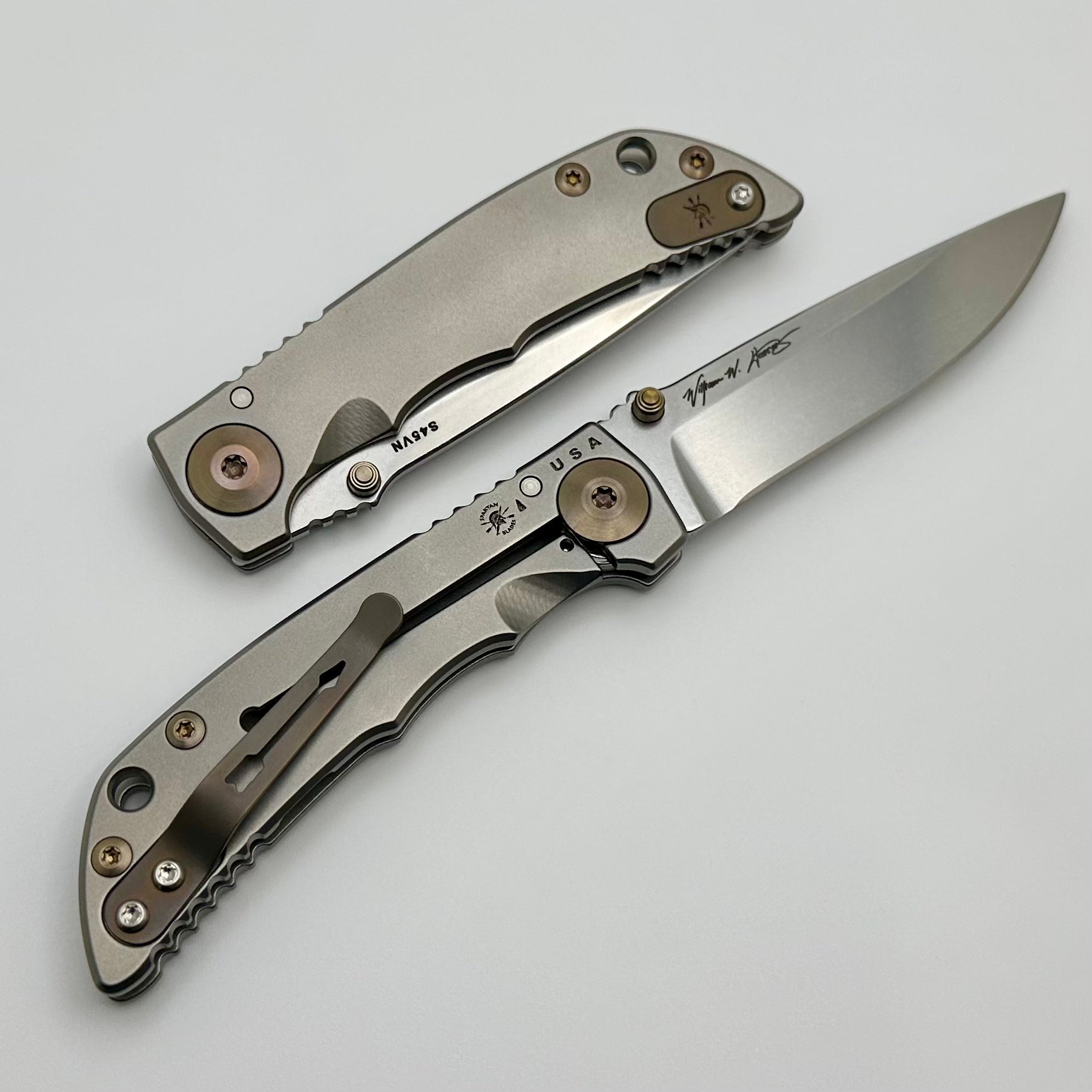 Spartan Blades Harsey Folder 3.25 - Premium Stonewashed Folding Knife with Bronze Accents