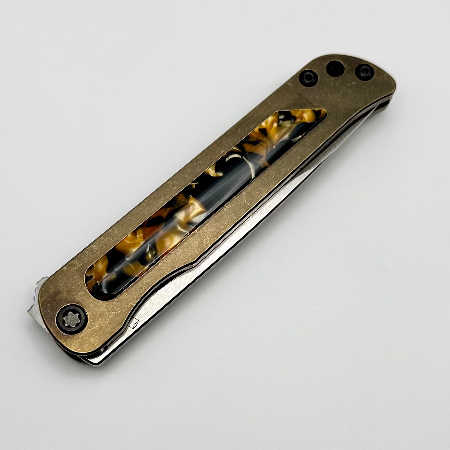 Medford T-Bone Ultimate Bronze Titanium Flipper Knife with Tortoise Shell Inlay & S45VN Blade