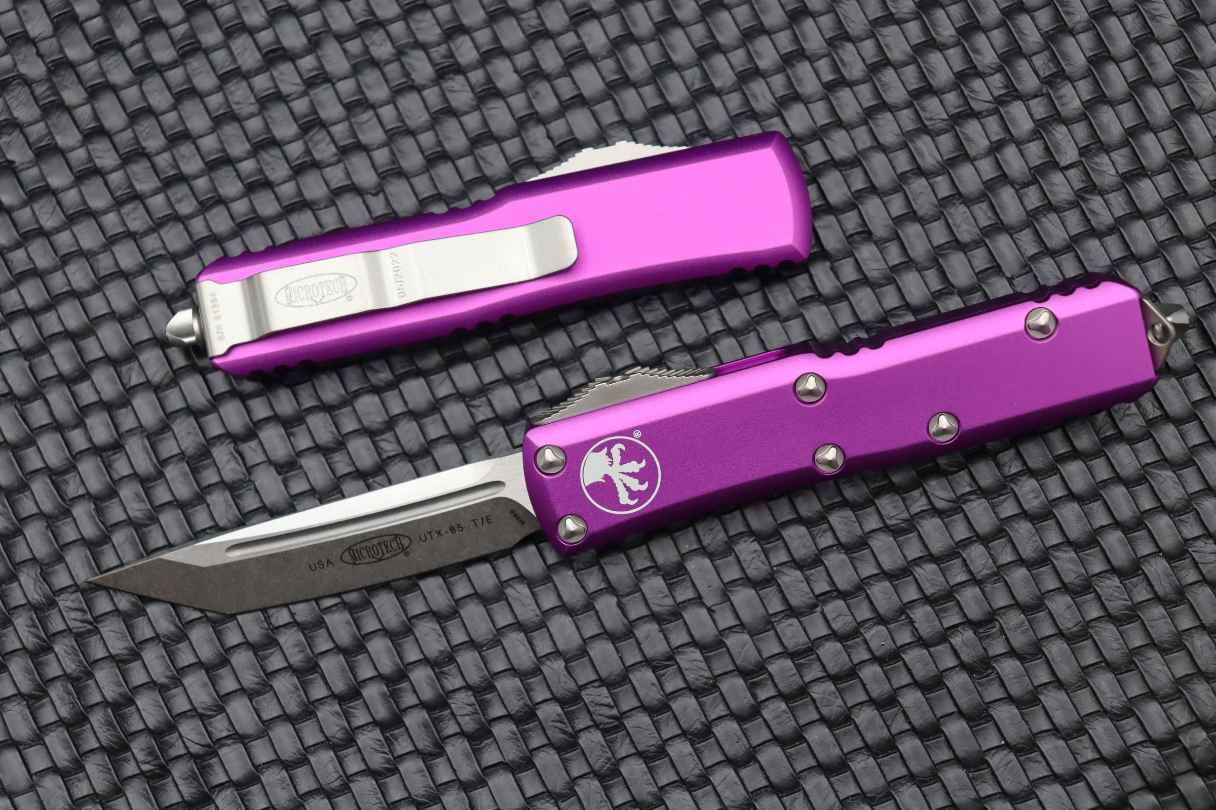 Premium Microtech UTX-85 Tanto Stonewash EDC Knife - Violet Edition