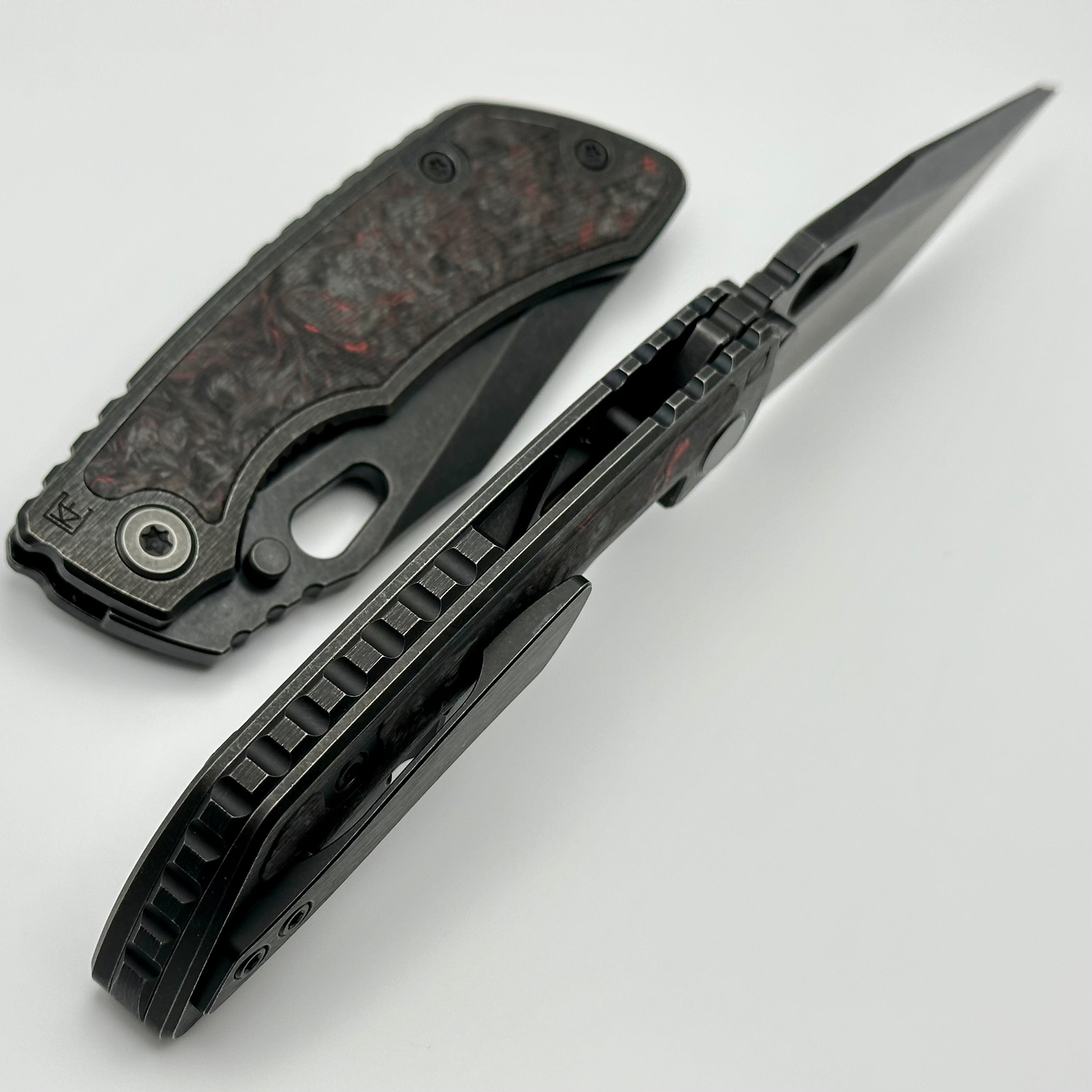 Premium Custom Knife Factory Rotten Evo T - Carbon Fiber & Titanium Handle with Blackwash S90V Blade