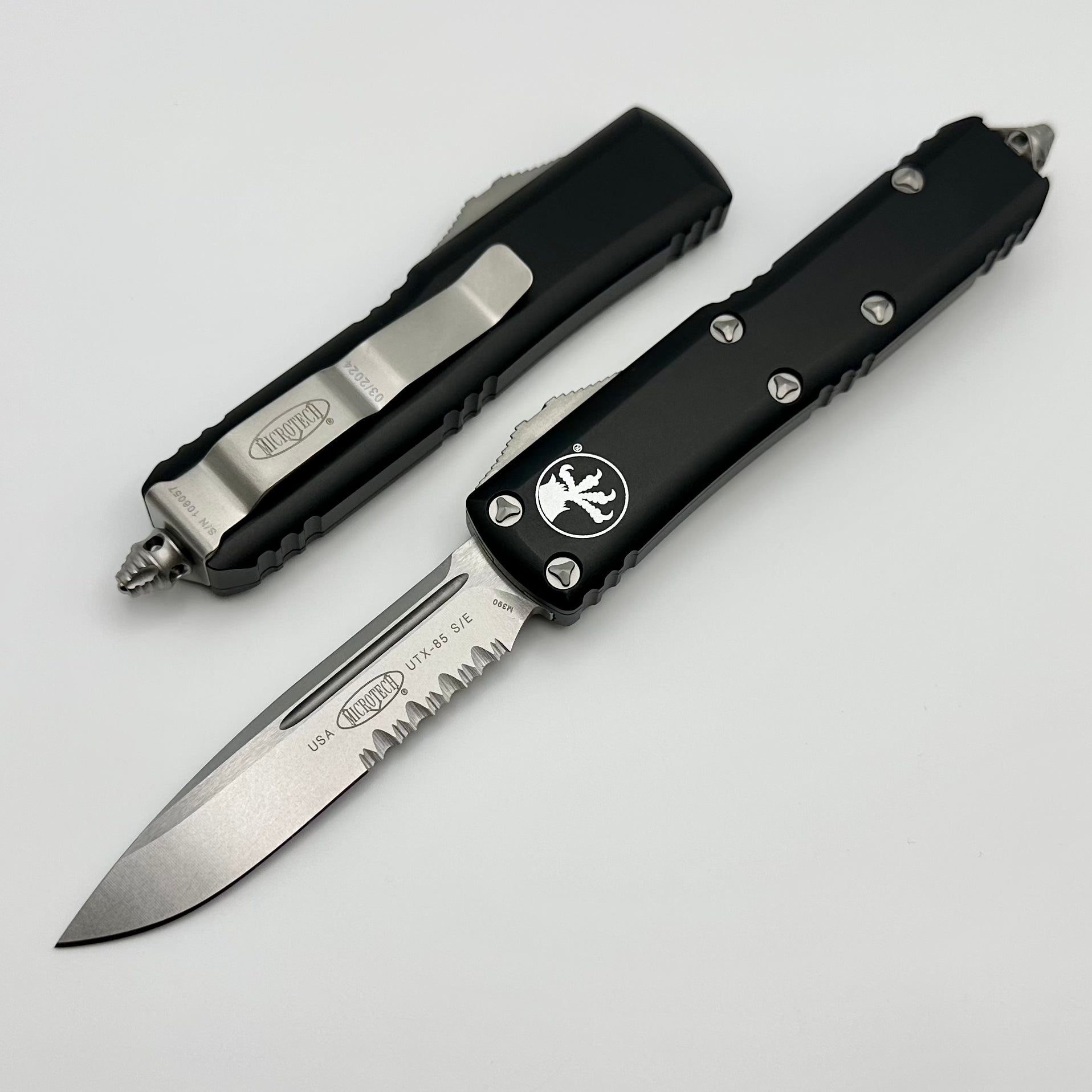 Premium Microtech UTX-85 EDC Knife - Single Edge Partial Serrated Stonewash