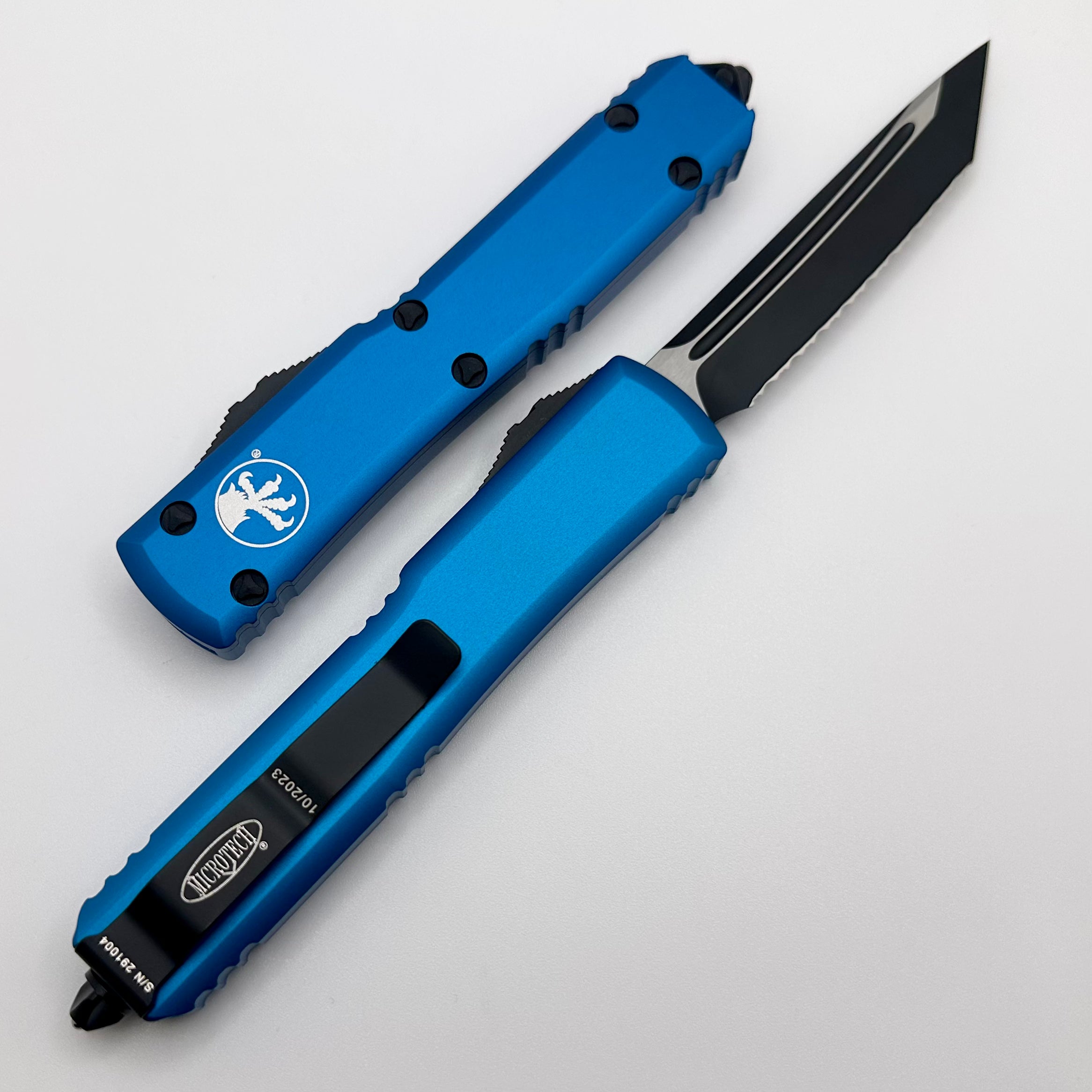 Microtech Ultratech Tanto Black & Blue Serrated OTF Knife - Premium Tactical Tool