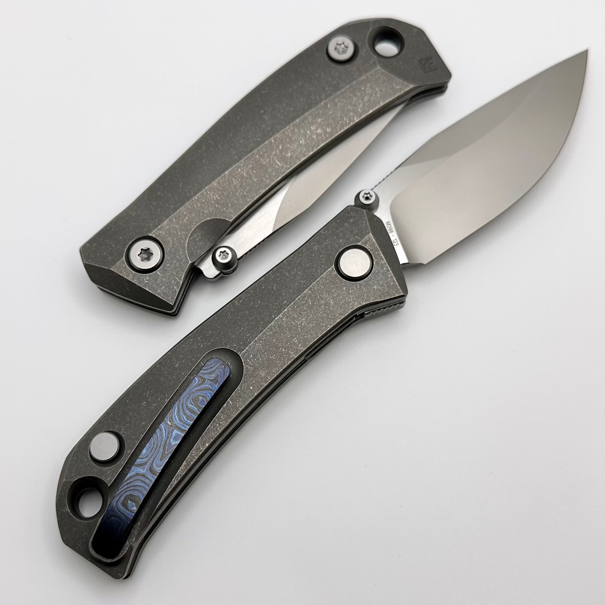 Premium Custom Knife Factory Brat - M398 Blade & Titanium/ZircuTi Design
