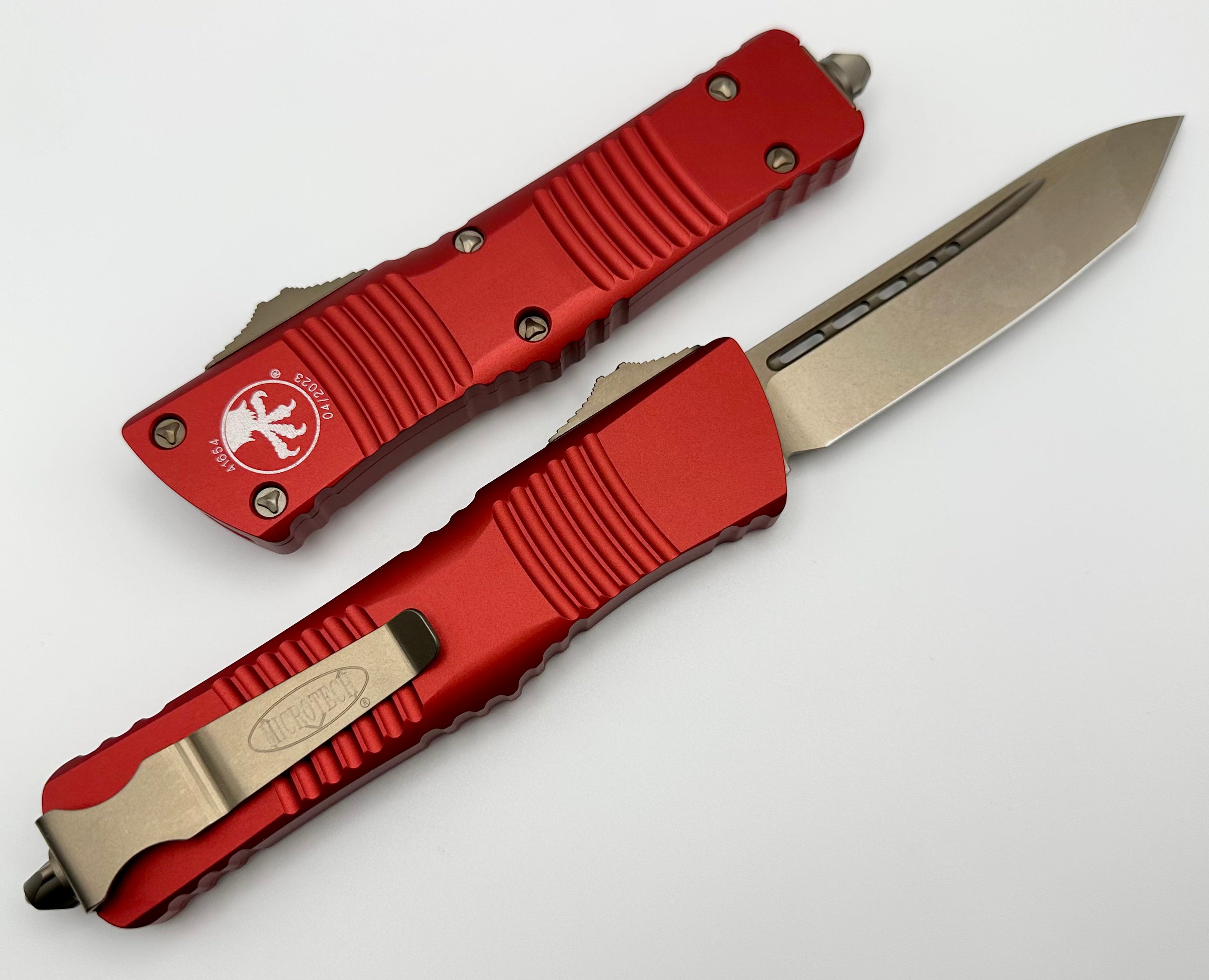 Ultimate Microtech Combat Troodon Tanto Tactical Knife - Bronze & Red