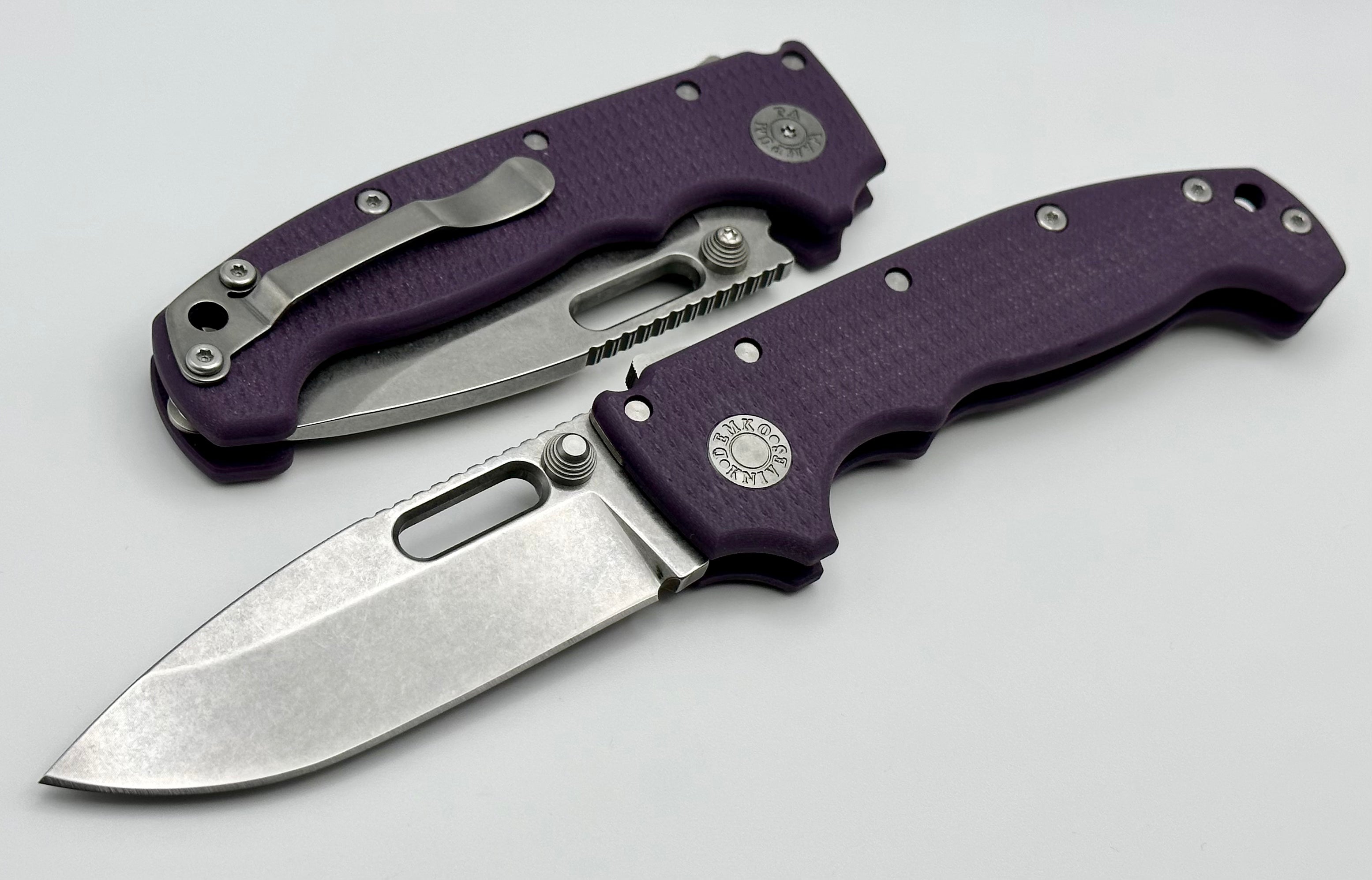 Premium Demko Knives MG AD20 Exclusive Drop Point 3V with Purple G-10 – Limited Edition