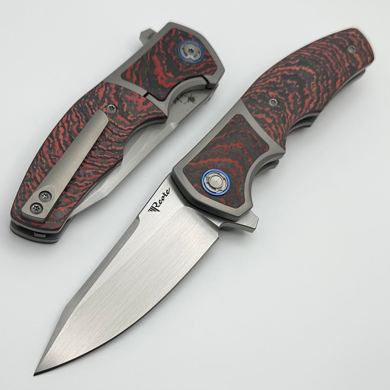 Reate Knives Mini Crossroads - Premium Compact EDC with Red Carbon Fiber & Satin M390 Blade