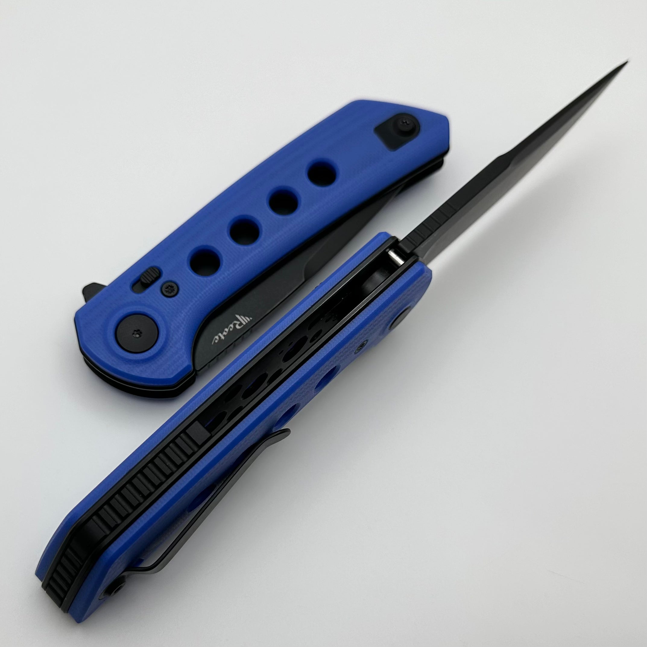 Reate Knives PL-XF Ultimate Folding Knife - Blue G-10 Handles & PVD Nitro-V Blade