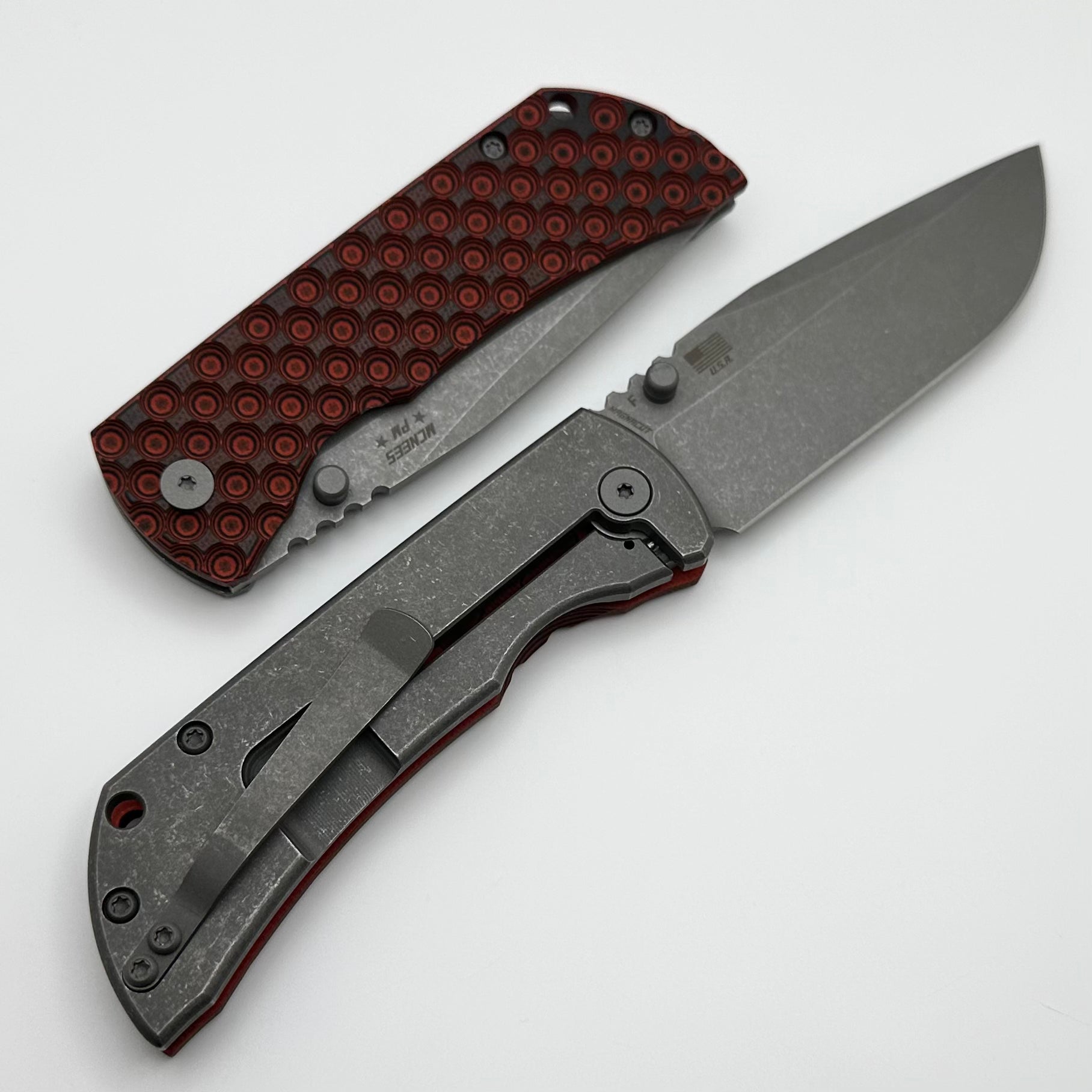 McNees Performance Machined Mac 2 3.5 Gen 2 F - Ultimate Atomic Red/Black G-10 & Titanium Knife with MagnaCut Blade