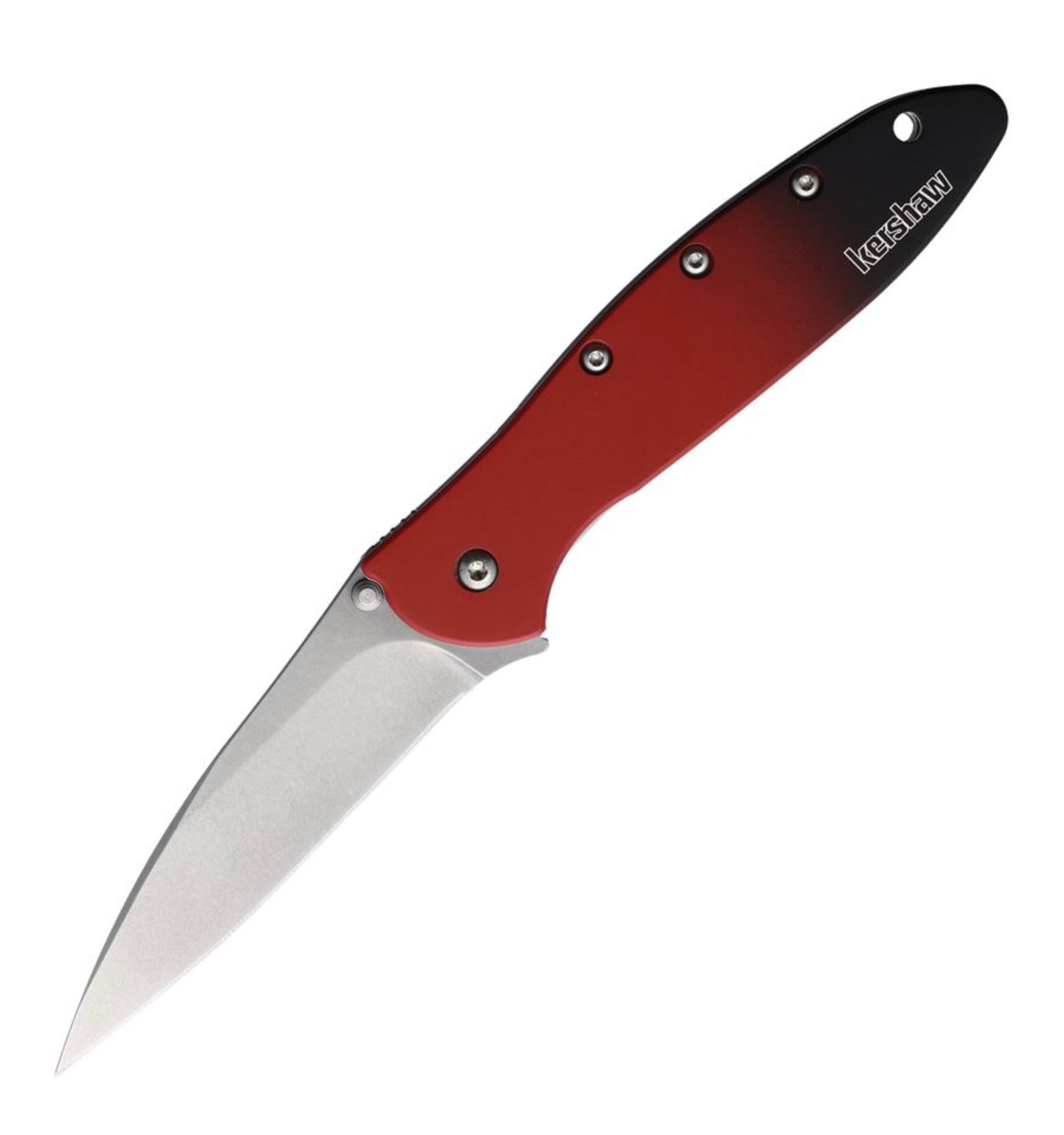 Kershaw Leek MagnaCut: Premium Everyday Folding Knife with Red/Black Fade Aluminum Handles