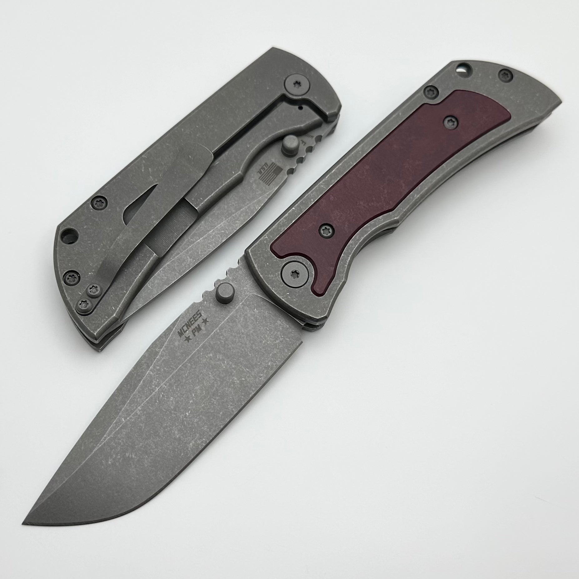 McNees Premium Machined MAC 2 3.5 Gen 2 F Atomic Knife with Wine Richlite Inlay & MagnaCut Steel