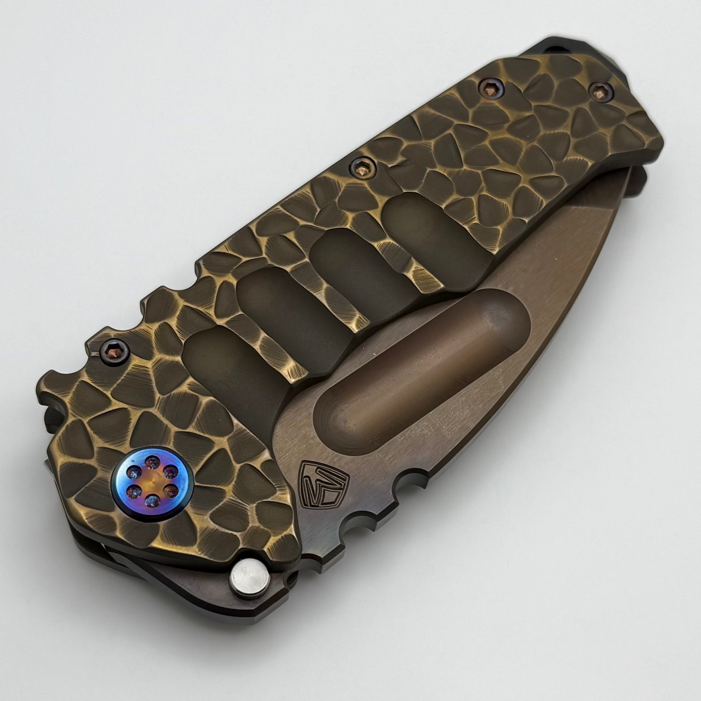 Medford Knife Praetorian TI Vulcan - Ultimate Tactical Folding Knife with S45VN Tanto Blade & Bronze Sculpted Handles