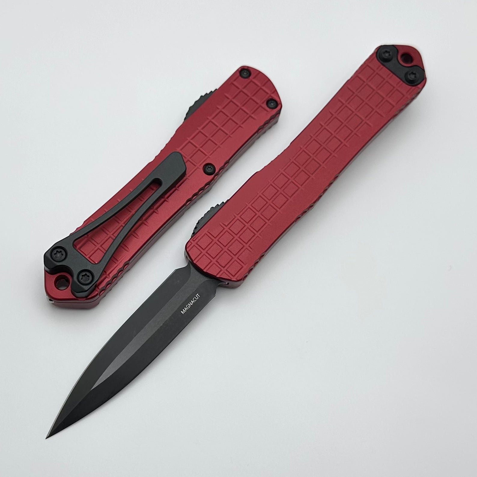 Heretic Knives Manticore S Compact OTF Knife - Red Grenade Frag, DLC D/E MagnaCut Blade