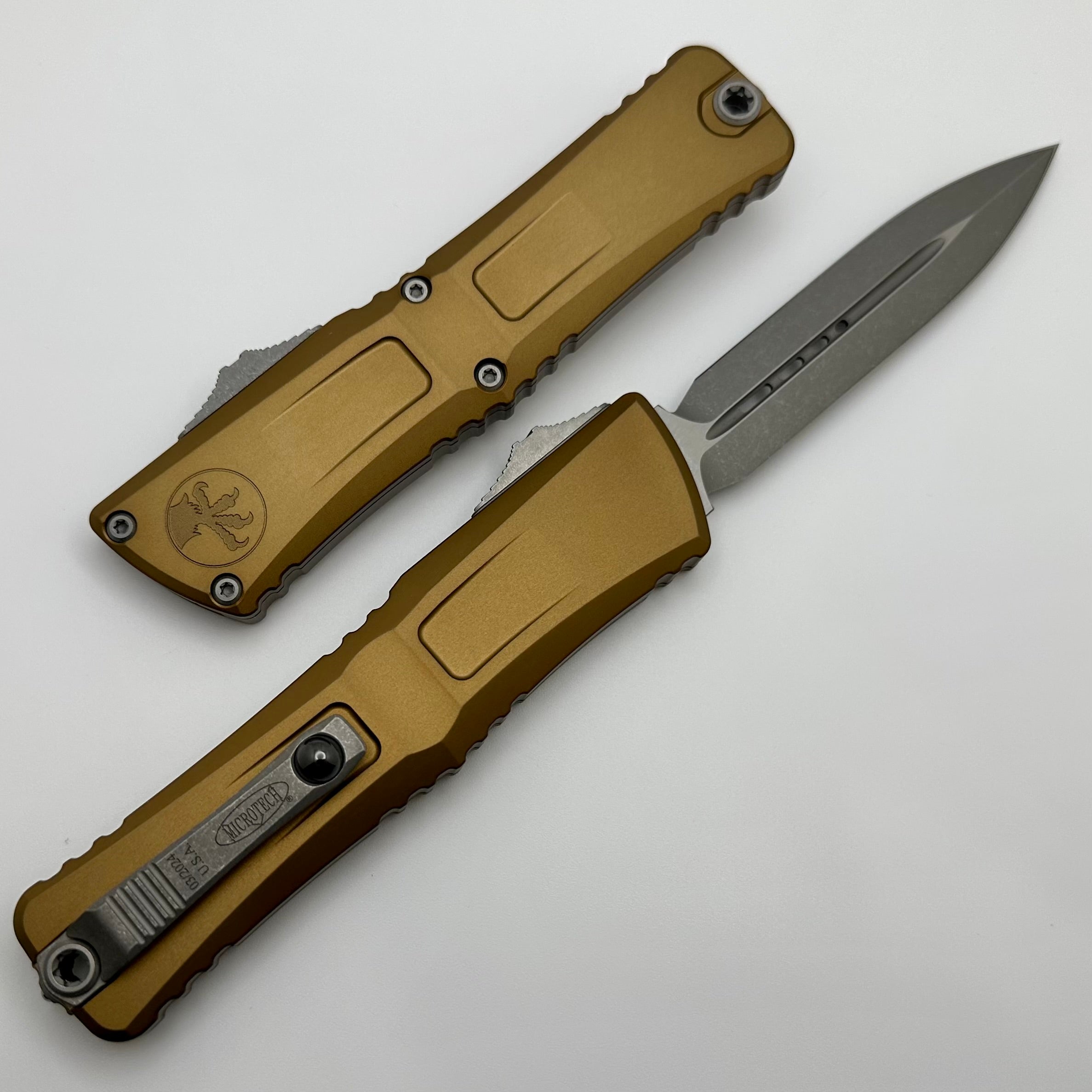 Premium Microtech Combat Troodon Gen III Apocalyptic Double Edge Tactical Knife with Tan Handle