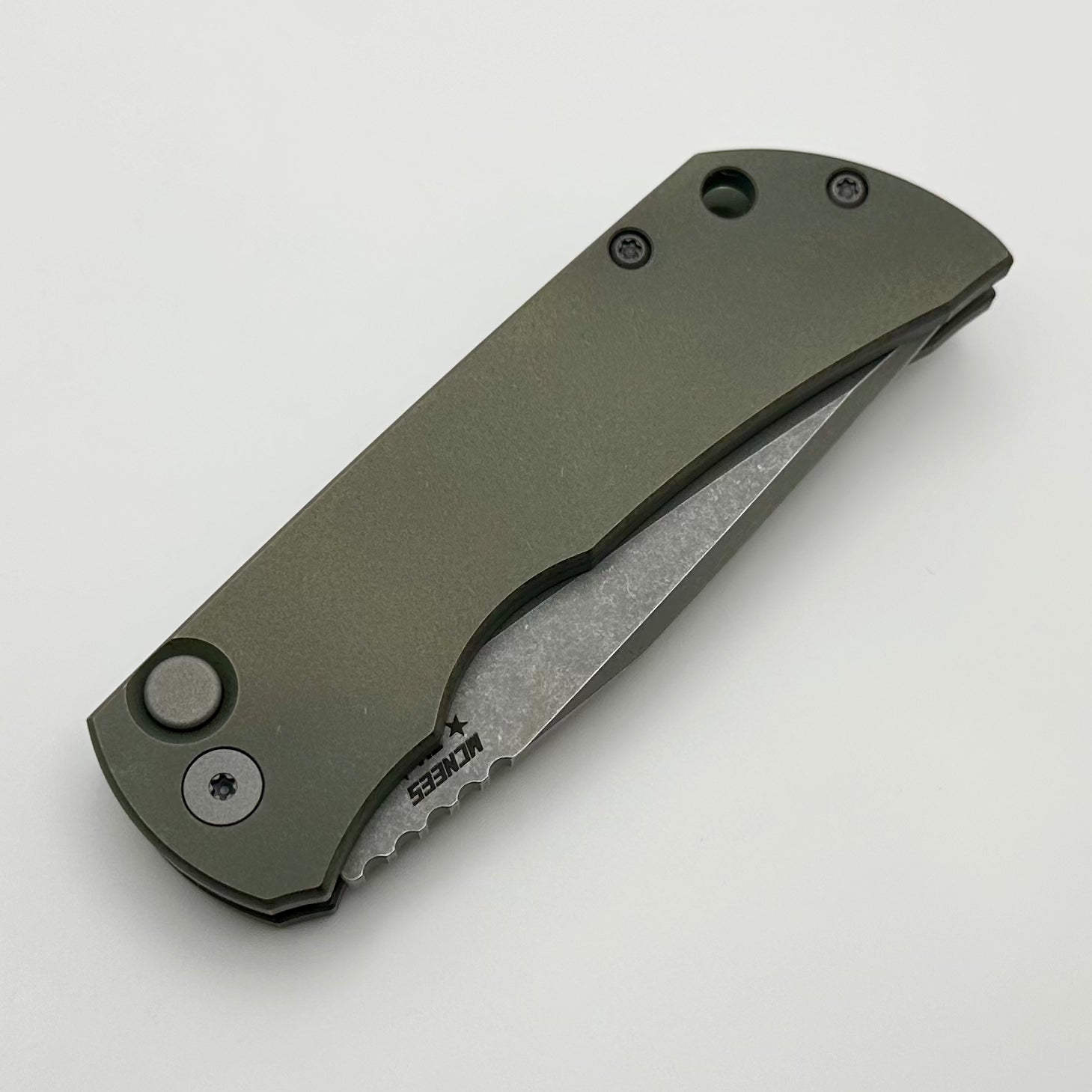 McNees PM Mac 2 Full Titanium Auto Knife - Atomic Green/Bronze with MagnaCut Blade