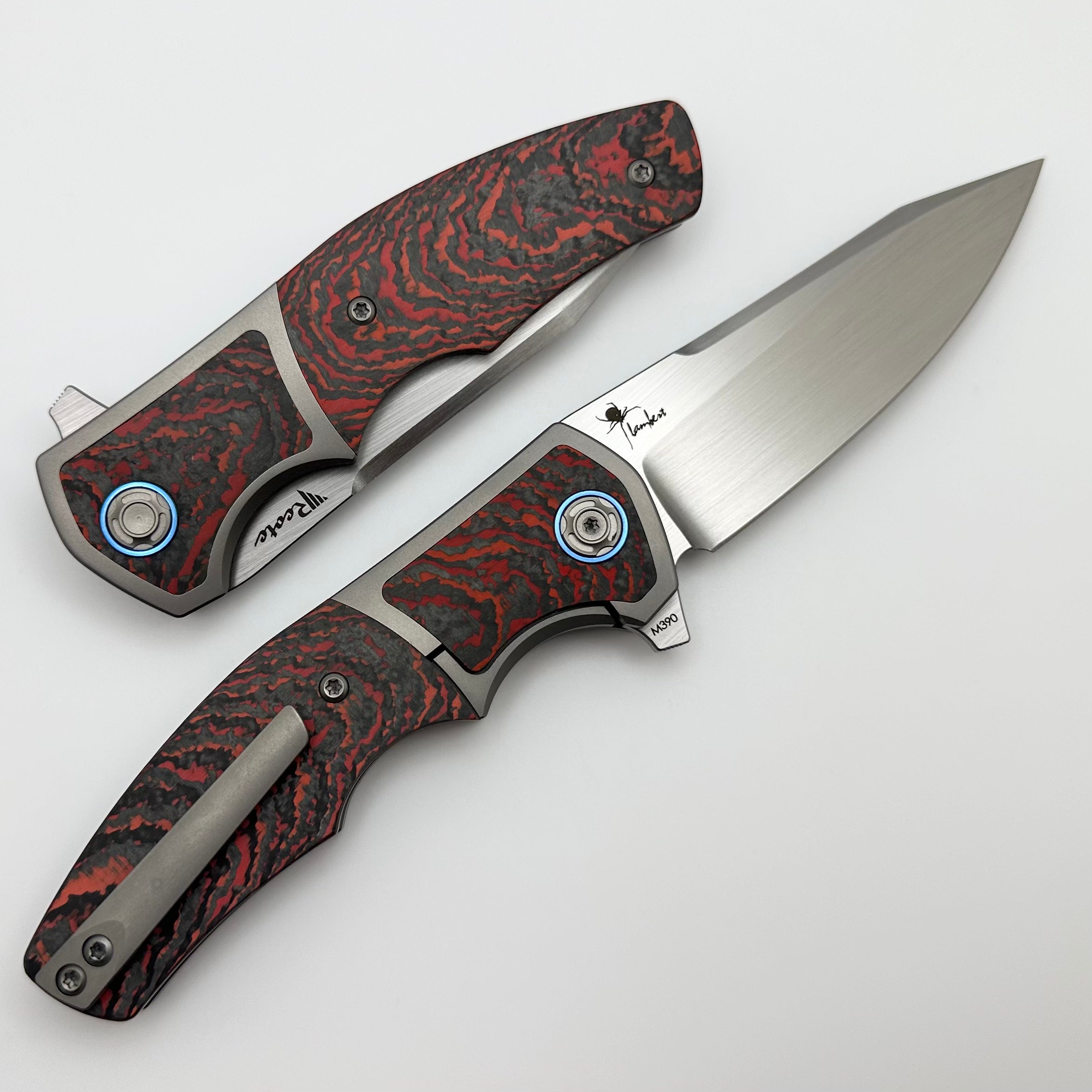 Reate Knives Mini Crossroads - Premium Compact EDC with Red Carbon Fiber & Satin M390 Blade