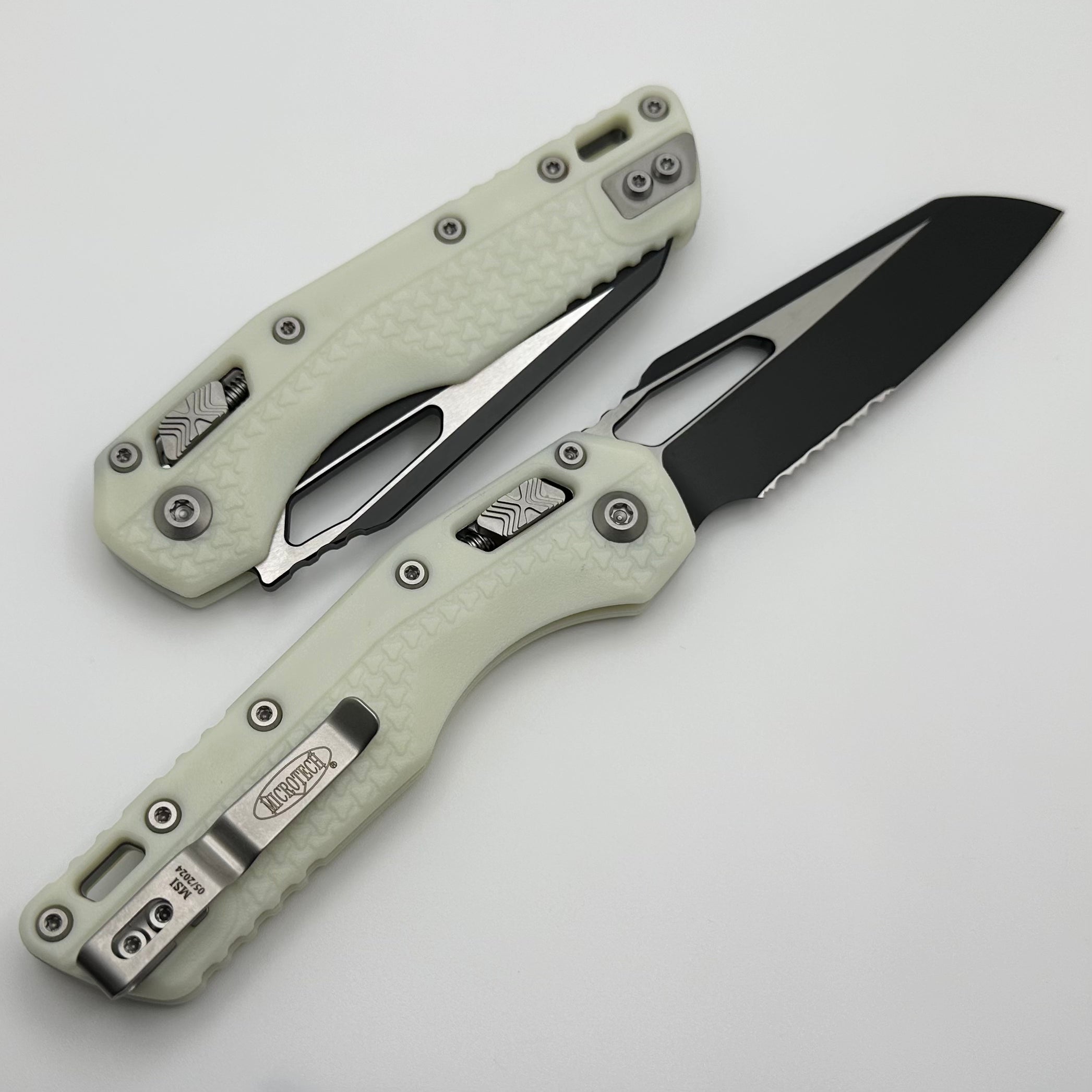 Microtech MSI RAM LOK Premium Folding Knife - White Polymer & Black Serrated M390MK