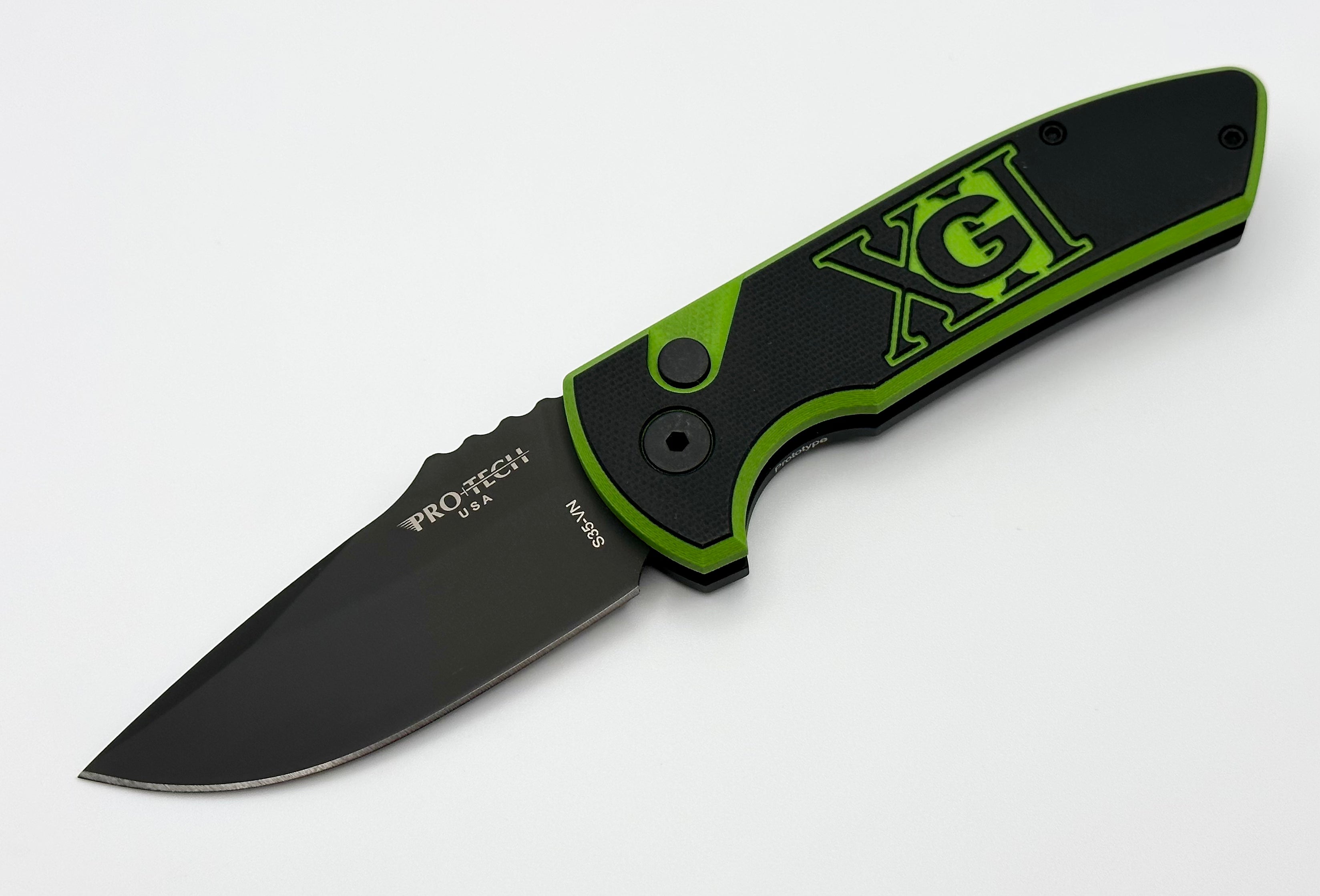 Pro-Tech SBR Rockeye Tactical Knife - Green/Black G-10 Handle & S35VN Blade