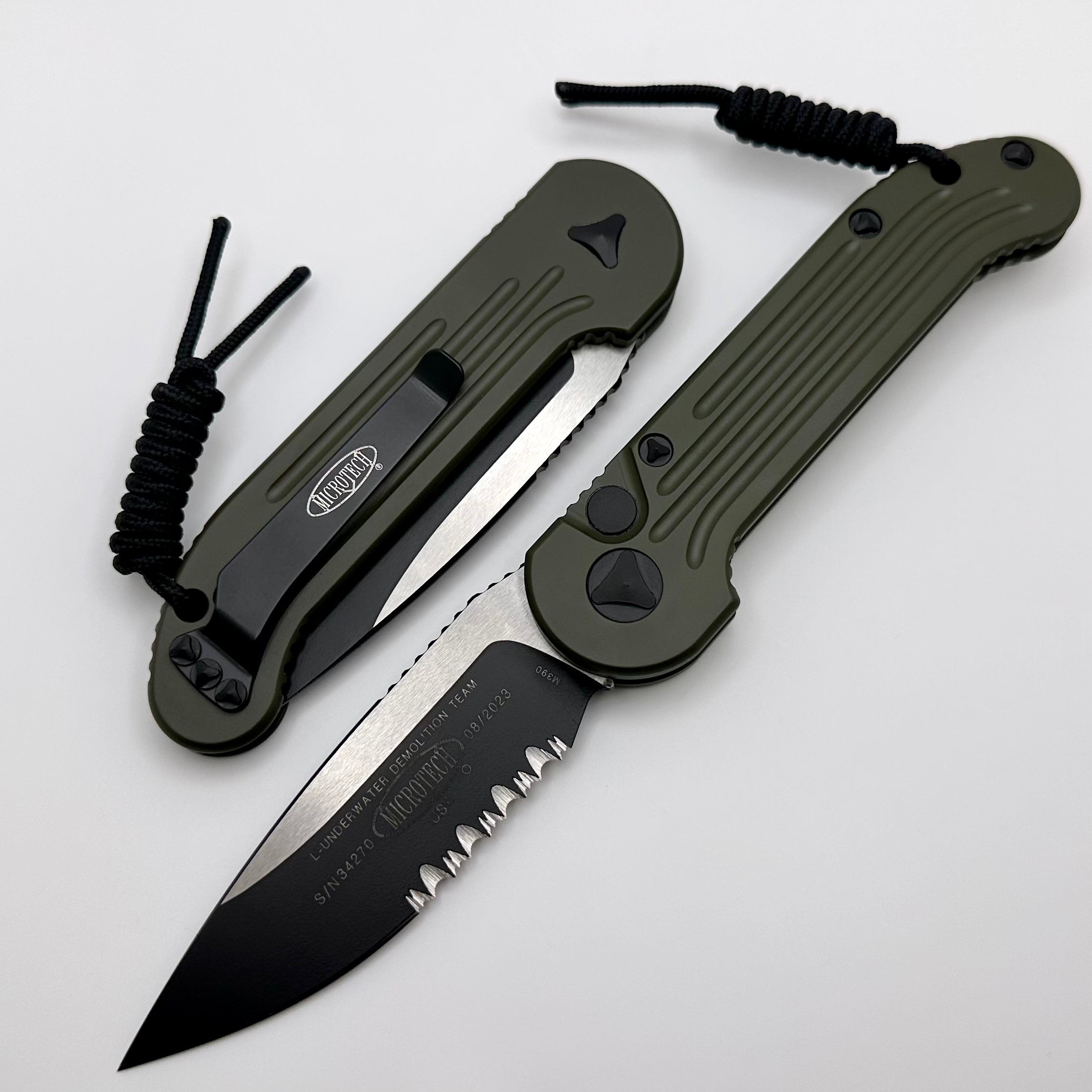 Microtech L.U.D.T OD Green & Black Partial Serrated Tactical Knife - Premium Folding Blade