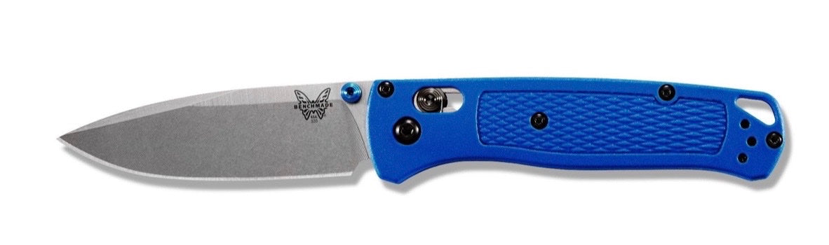 Premium Benchmade Bugout Knife: Blue Grivory Handle & S30V Steel