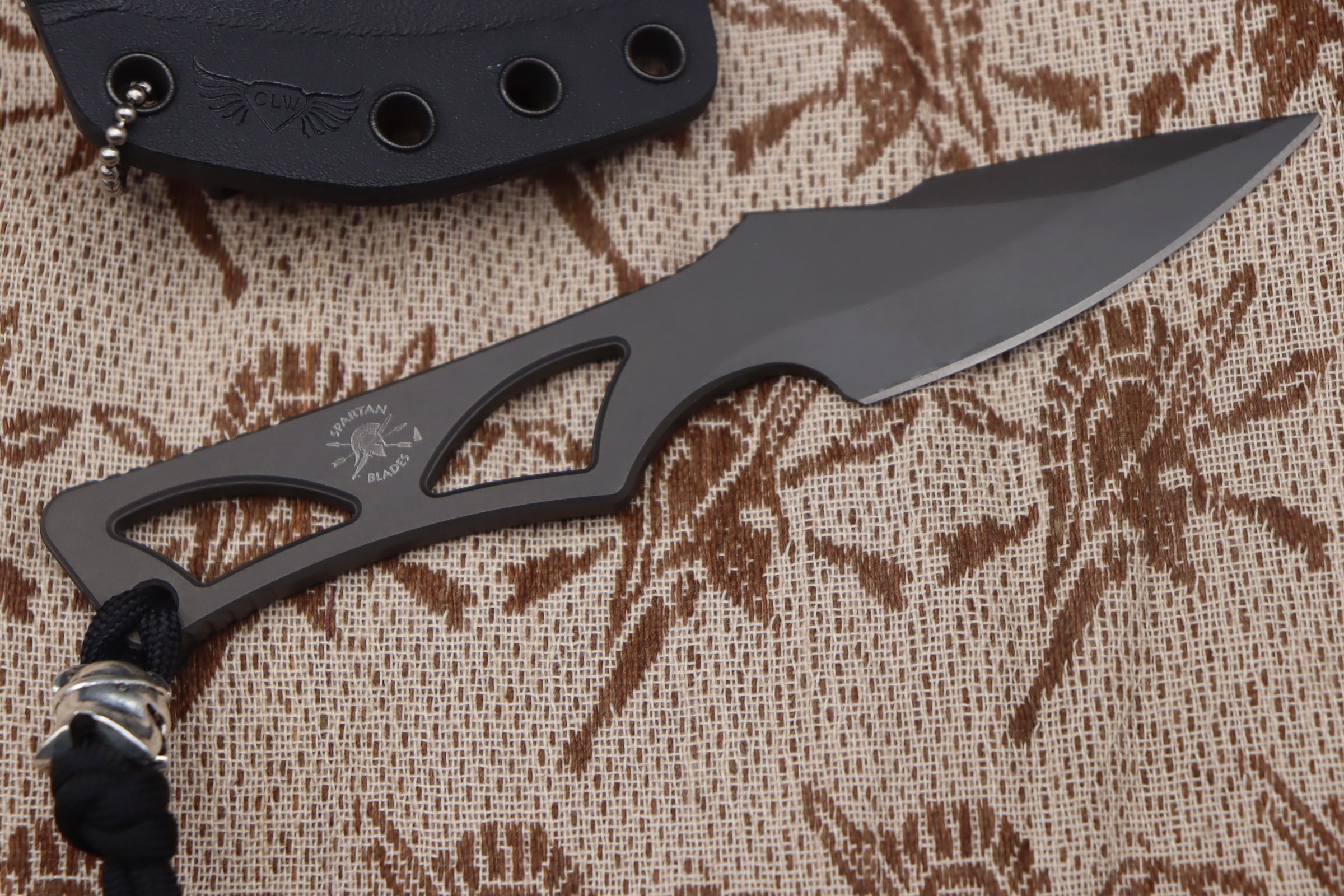 Spartan Blades Ultimate Black Enyo EDC Knife with Kydex Sheath & Neck Chain