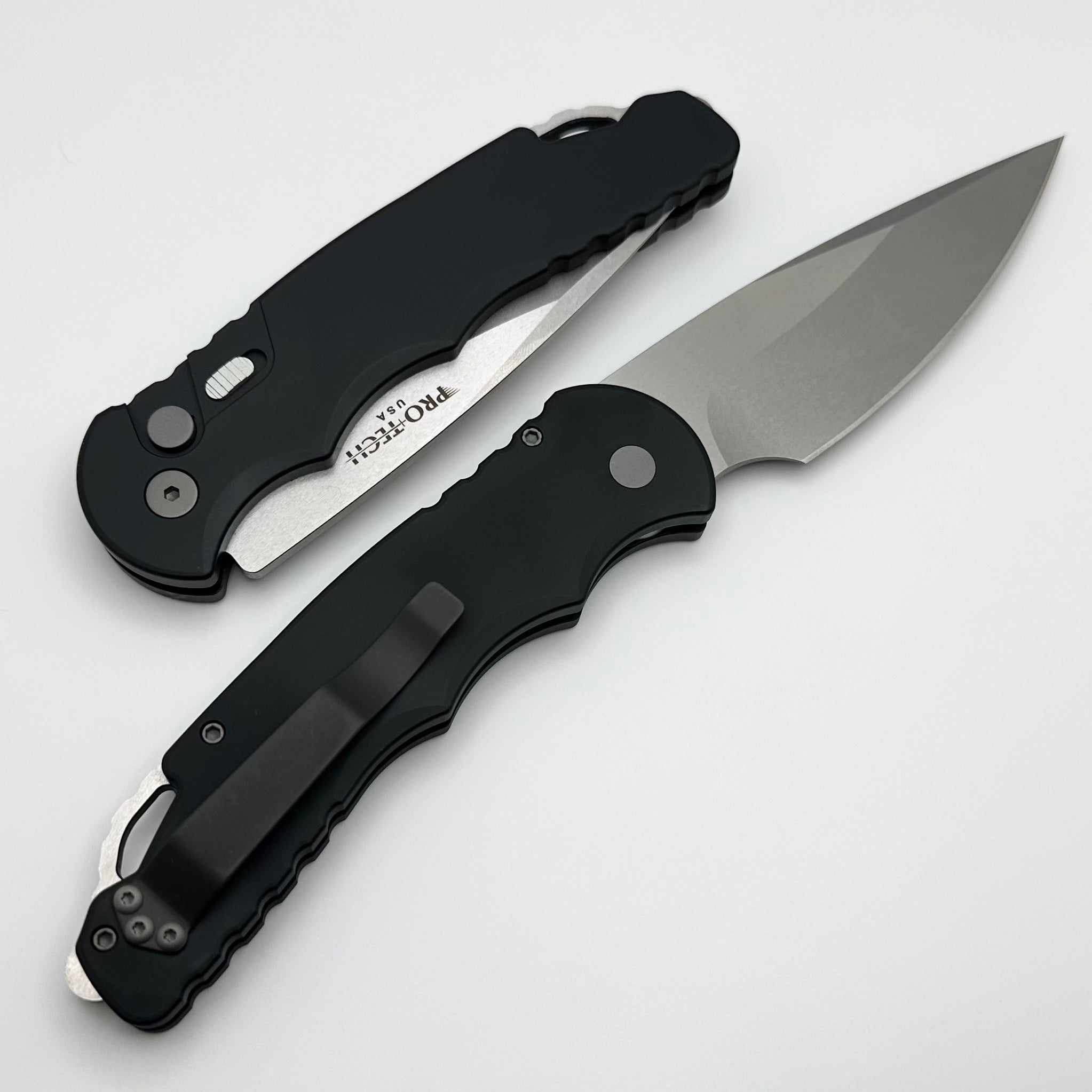 Pro-Tech TR-4 Auto Premium Tactical Knife - Black Handle & Stonewash/Satin Blade