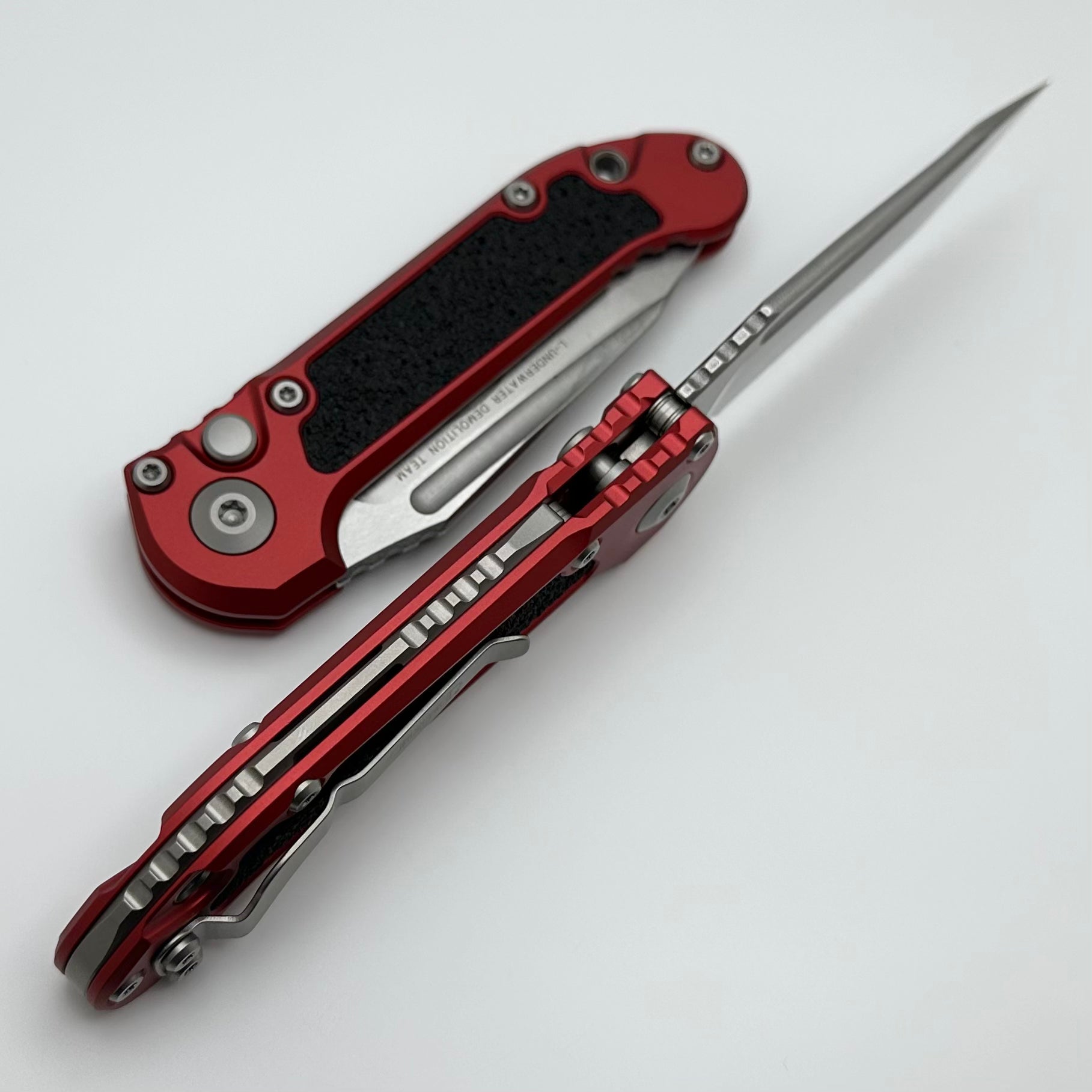 Premium Microtech LUDT Gen III Tanto Knife - Red Aluminum Handle, Partial Serrated Edge