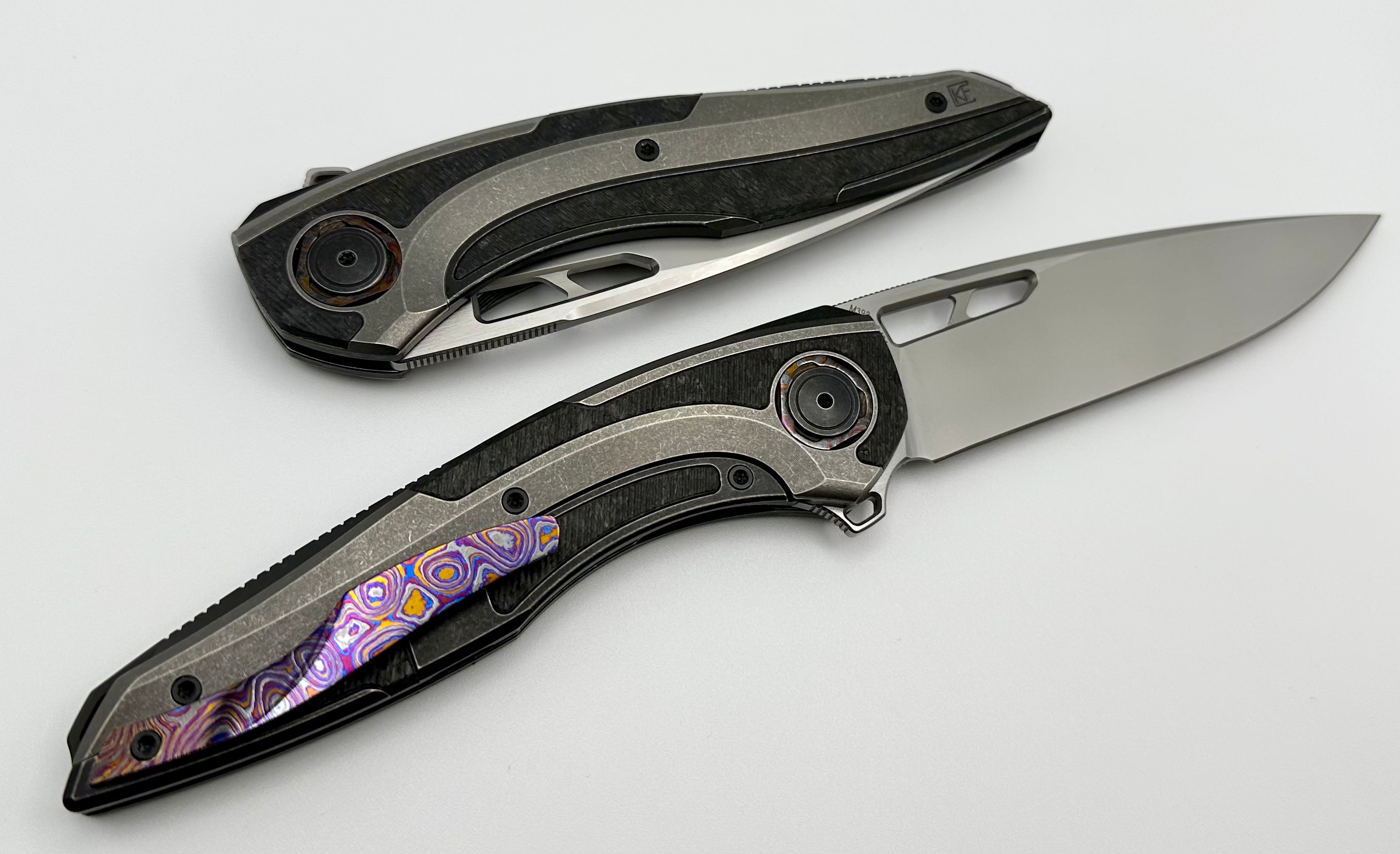 Custom Knife Factory Sukhoi-4 Titanium & Carbon Fiber Folding Knife - Premium M398 Blade